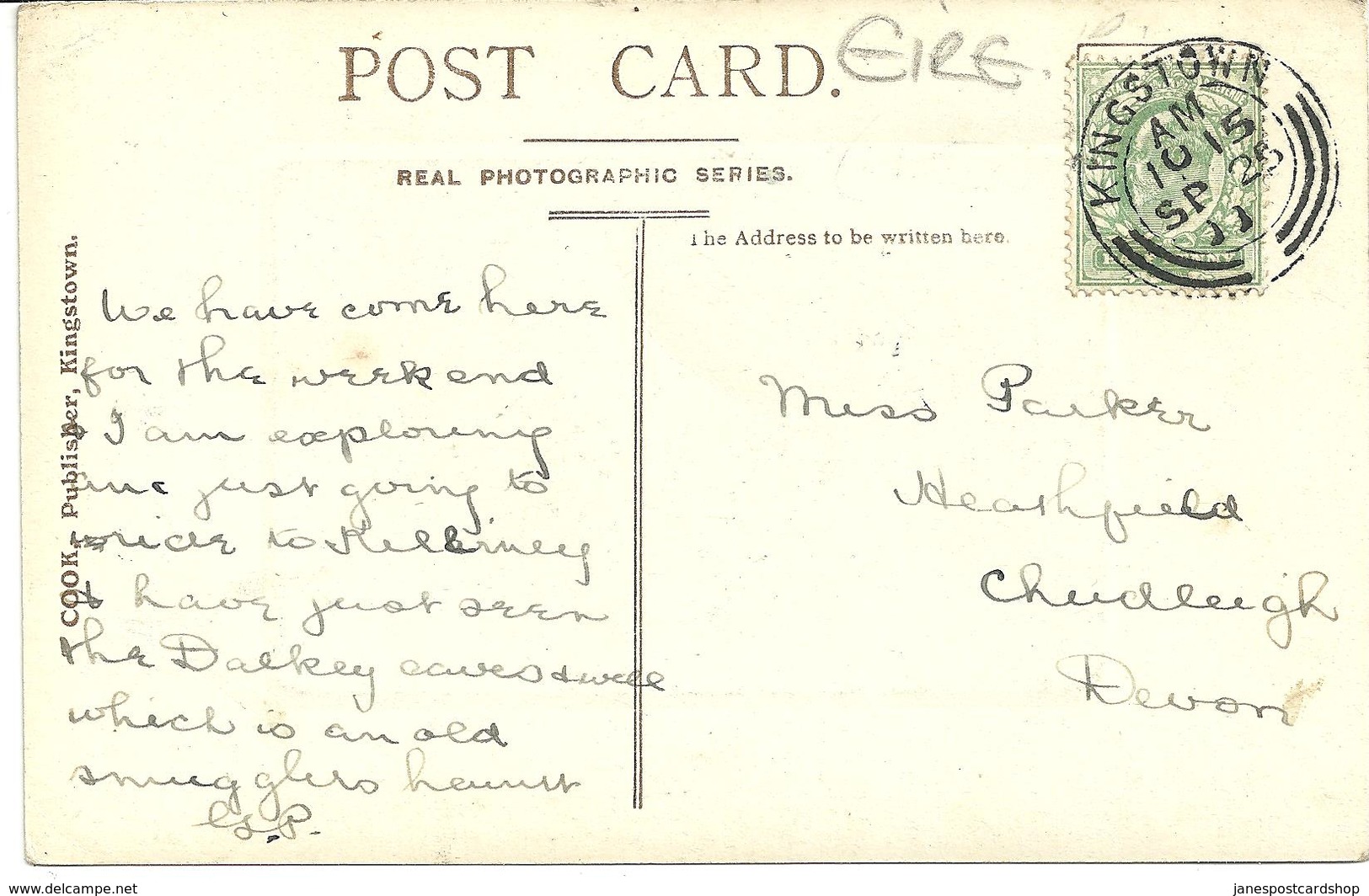 REAL PHOTOGRAPHIC POSTCARD PAVILION AND HARBOUR KINGSTOWN WITH GOOD KINGSTOWN POSTMARK - LOCAL PUBLISHER - Dublin