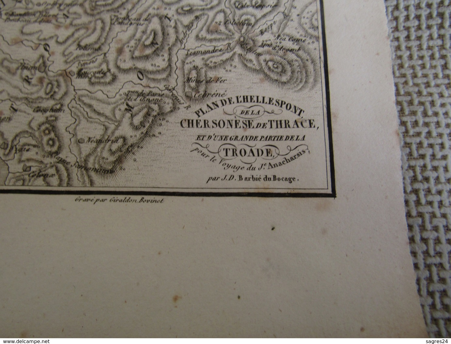 Carte Plan De L`Hellespont De La Chersonèse De Thrace  Pour Le Voyage Du Jeune Anacharsis Par J.D.Barbié Du Bocage 1700s - Geographical Maps