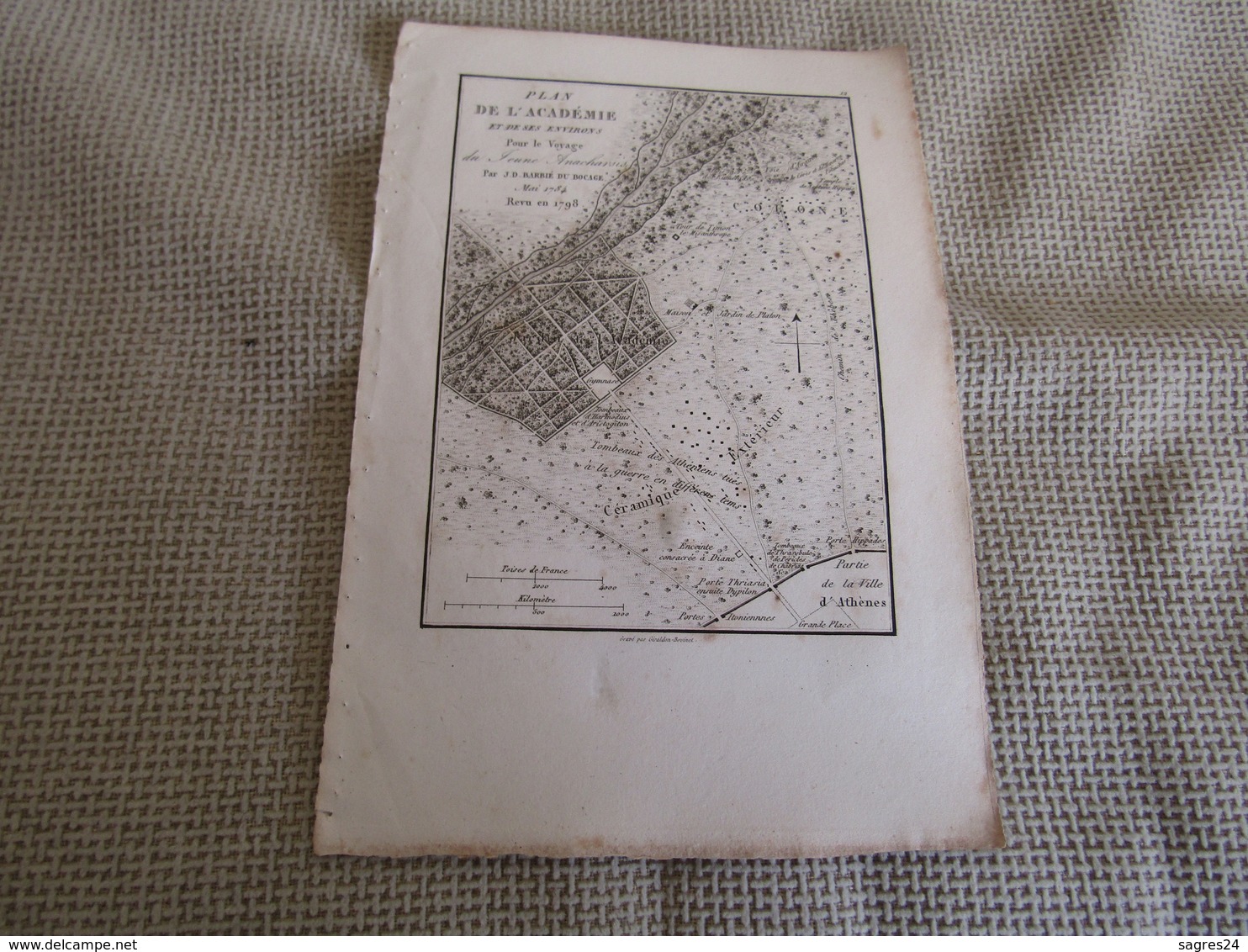 Carte Plan De L`Académie Et De Ses Environs Pour Le Voyage Du Jeune Anacharsis Par J.D.Barbié Du Bocage 1784 - Geographical Maps