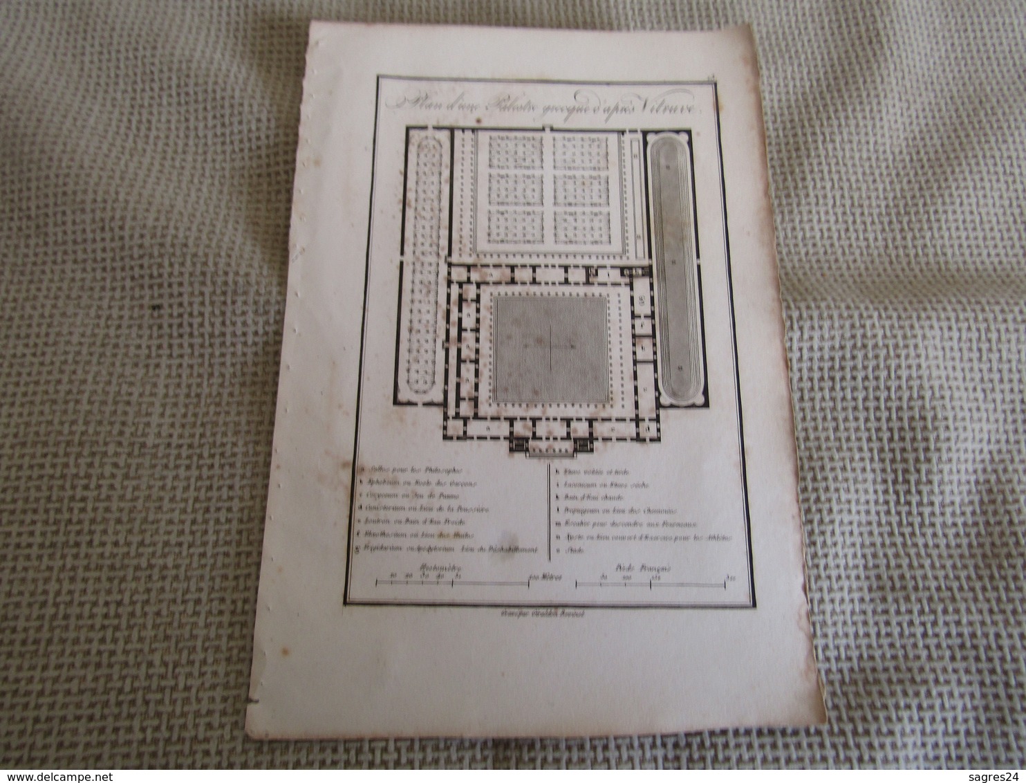 Carte Plan D`Une Palestre Grecque ó Aprés Vitruve 1700s - Autres & Non Classés