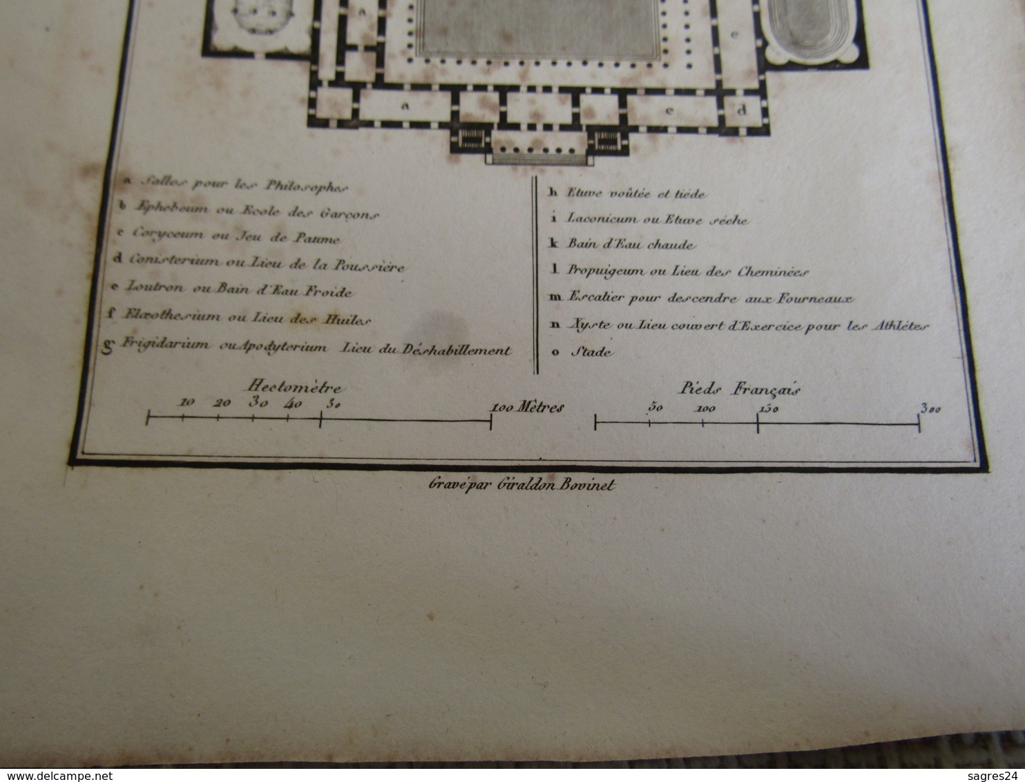 Carte Plan D`Une Palestre Grecque ó Aprés Vitruve 1700s - Autres & Non Classés