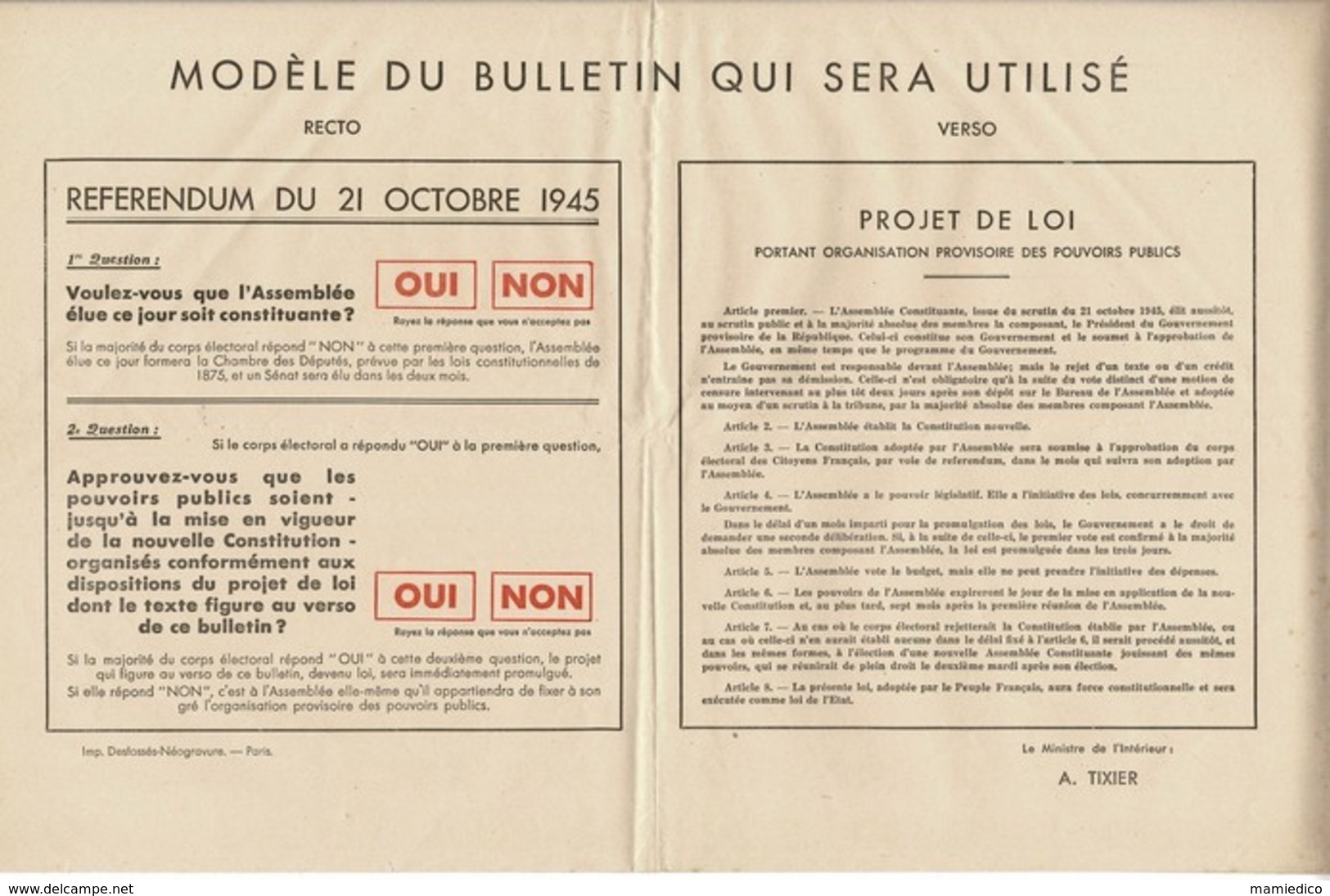 Documents GENERAL DE GAULLE Révision De La CONSTITUTION 10 Scans+ Dépliant 10 Vues Colombey+ 4 Documents Autres - Historical Documents