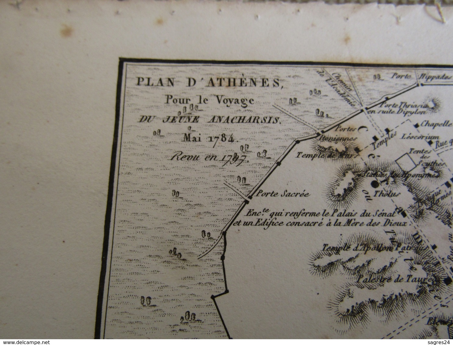 Carte Plan D`Athènes Pour Le Voyage Du Jeune Anacharsis 1784 - Geographical Maps