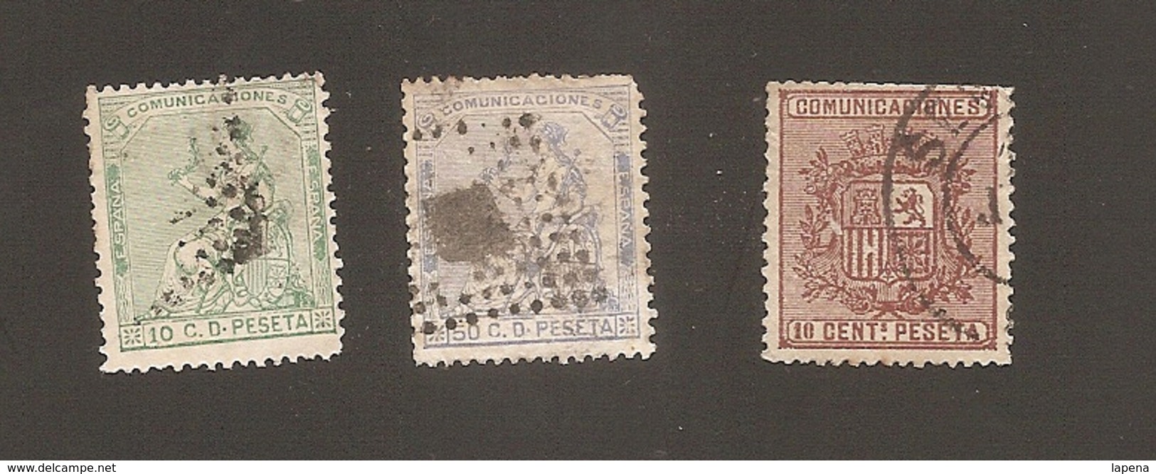 España 1873 1874 Yvert 132, 136 Y 151 Used - Oblitérés