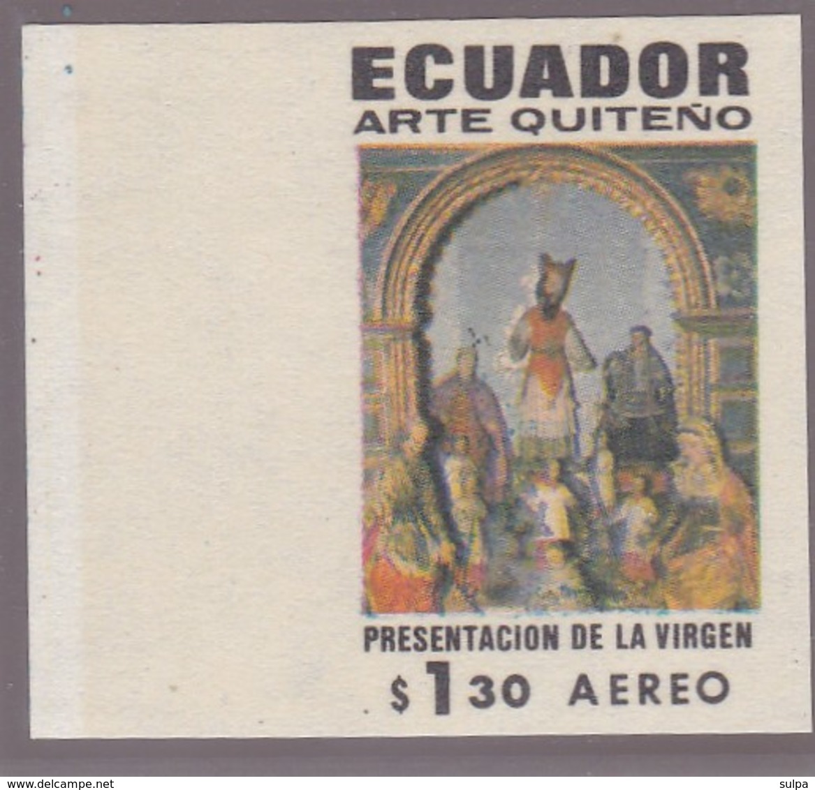 Présentation De La Vierge, Art De Quito, Equateur,  Timbre NON DENTELE - Cristianesimo