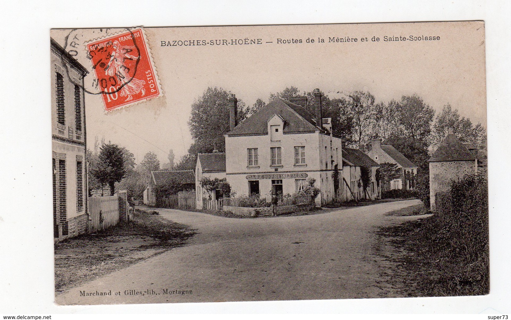 CPA 61 - Bazoches Sur Hoene - Routes De La Meunière Et De Sainte Scolasse , Café - Bazoches Sur Höne