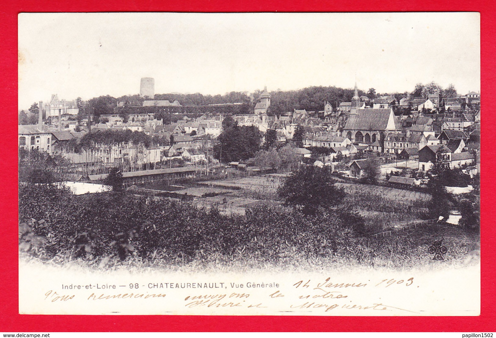 F-37-Chateaurenault-01P44 Vue Générale Sur La Ville, Cpa Précurseur BE - Autres & Non Classés