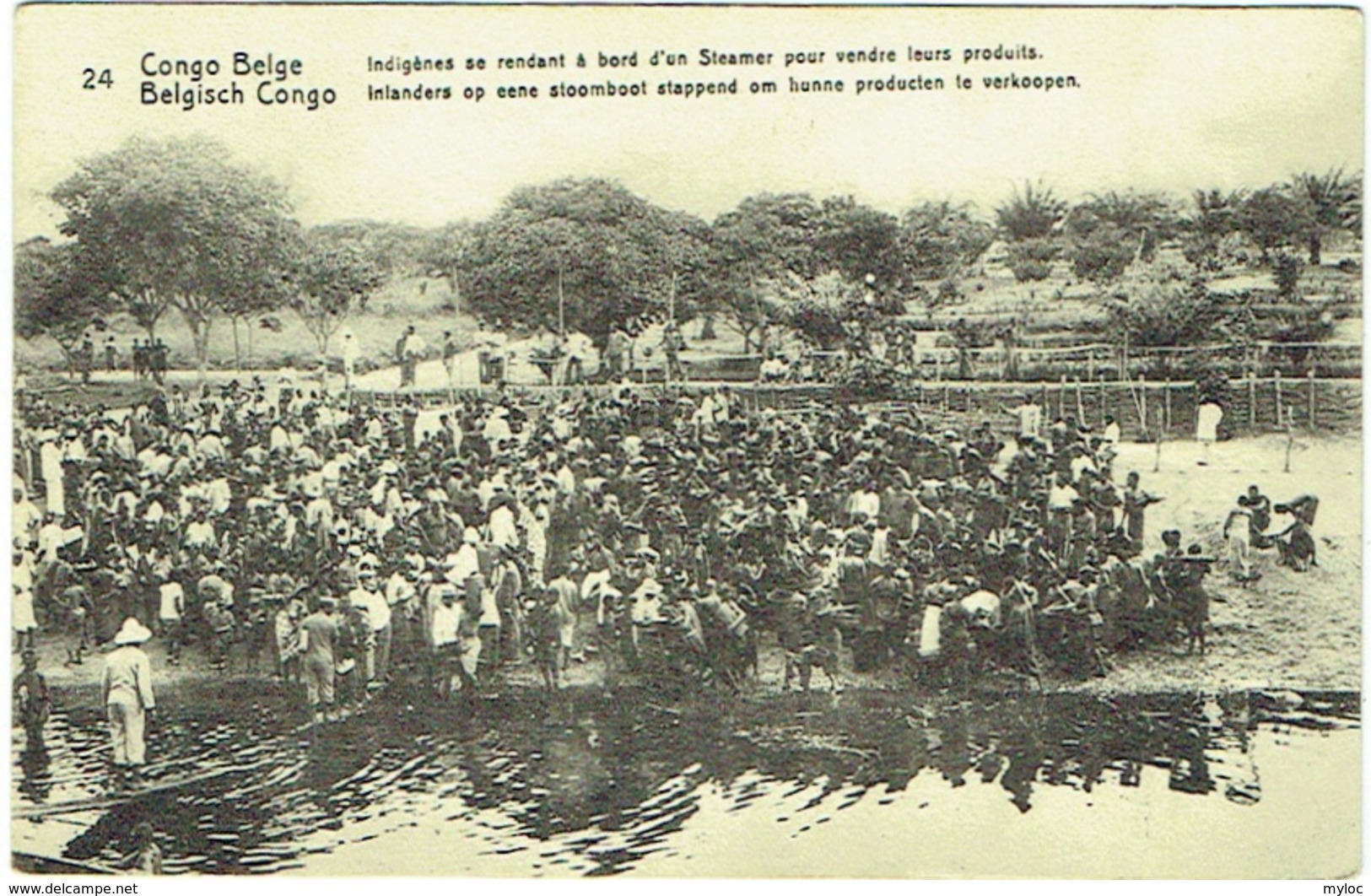 Congo Belge. Indigènes Se Rendant à Bord D'un Steamer Pour Vendre Leurs Produits. - Autres & Non Classés