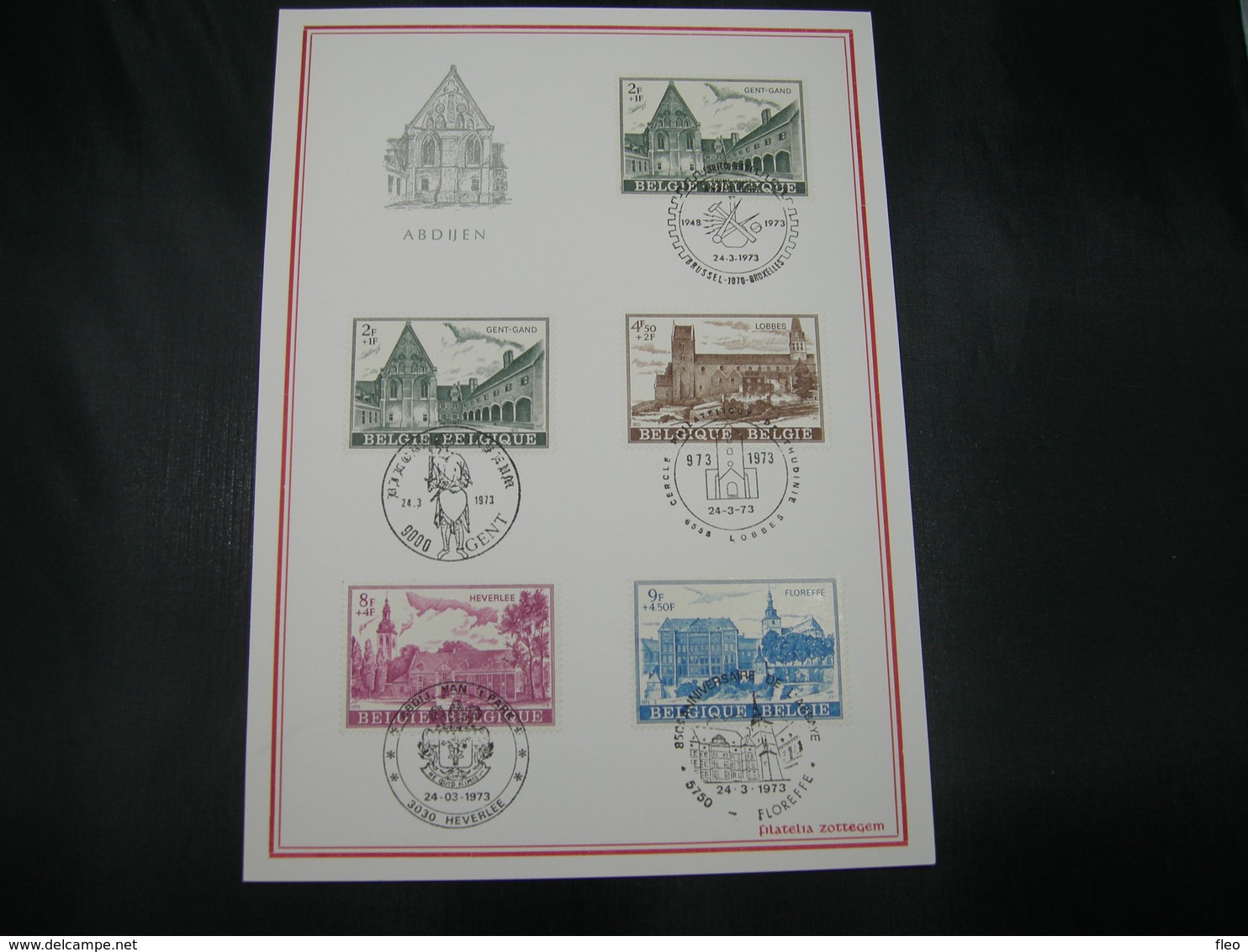 BELG.1973 1662-1665 - FDC Filatelie Card "Culture : Abdijen/Abbeys Gent Heverlee Floreffe Lobbes " - Cartes Souvenir – Emissions Communes [HK]