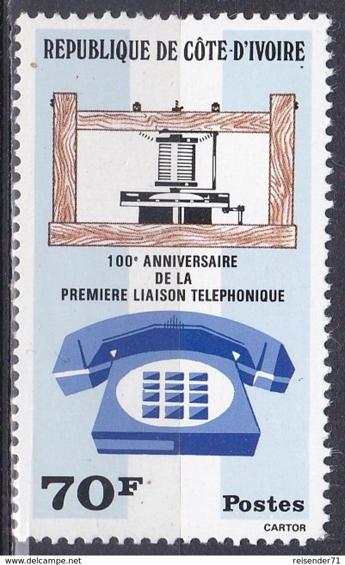 Elfenbeinküste Ivory Coast Cote D'Ivoire 1976 Kommunikation Communication Telefon Telephone Phone, Mi. 486 ** - Côte D'Ivoire (1960-...)