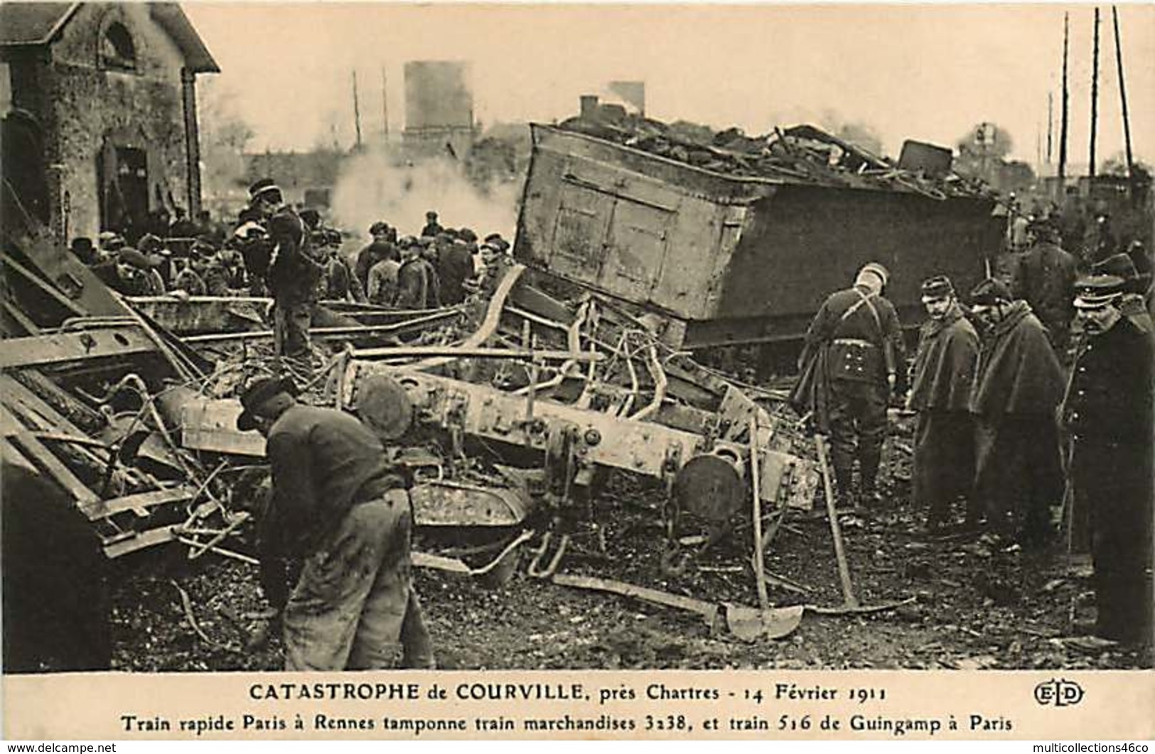 080119 - 28 COURVILLE - Catastrophe 1911 Train Rapide Tamponne Train Marchandise - Chemin De Fer Déraillement - Courville
