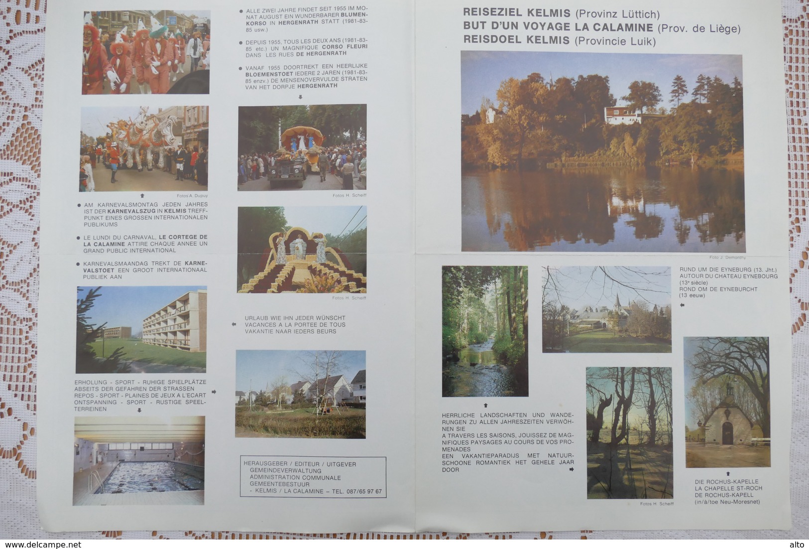 Strassenkarte GEMEINDE KELMIS, LA CALAMINE Mit Fotos H. Scheiff Ca. 1985 - Publicités