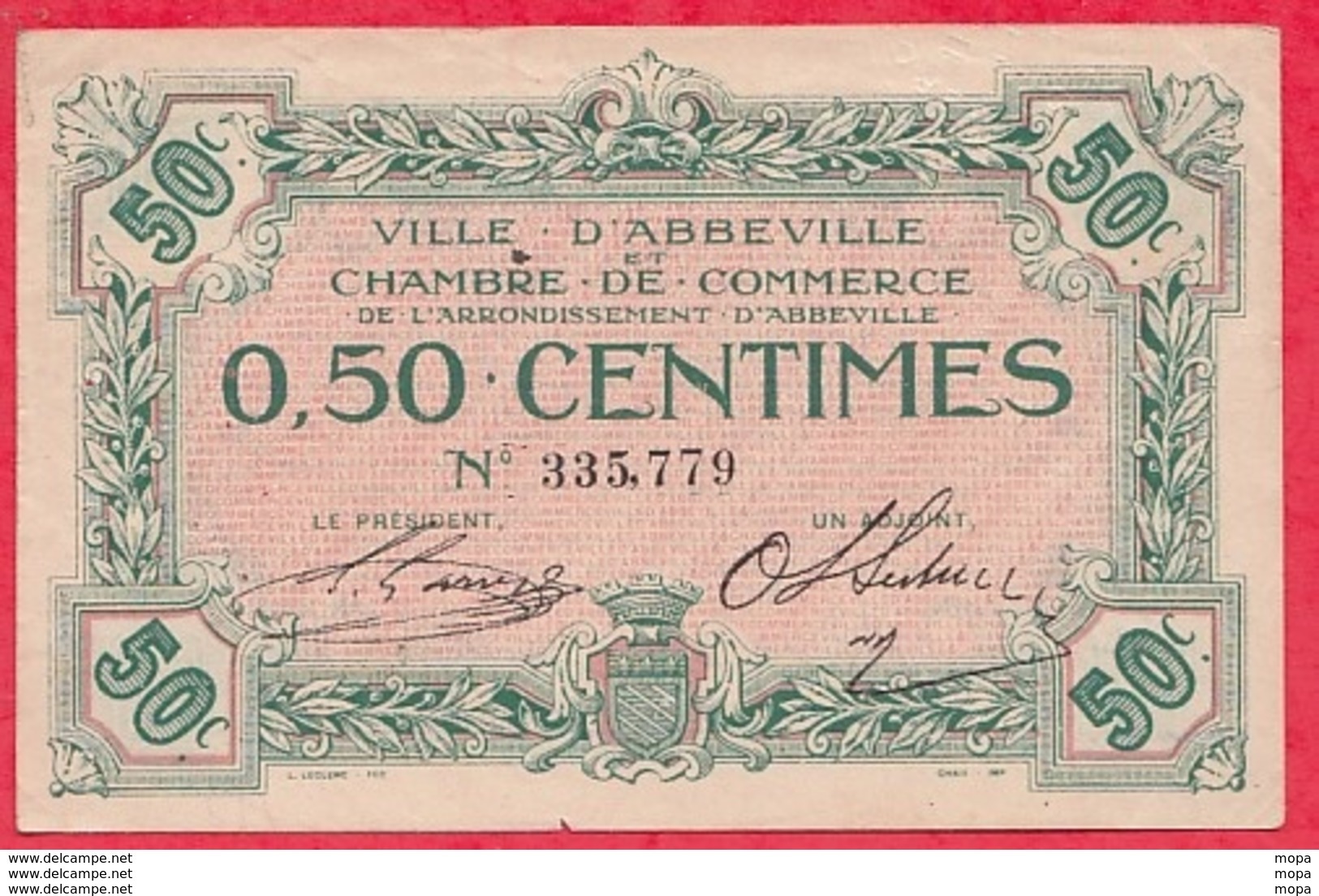 50 Centimes Chambre De Commerce D'Abbeville  Dans L 'état (17) - Chamber Of Commerce
