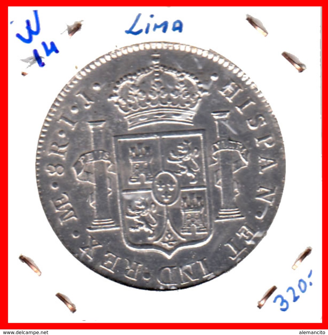 ESPAÑA MONEDA AÑO 1793 FM  8 REALES LIMA ( PERU ) - Primeras Acuñaciones