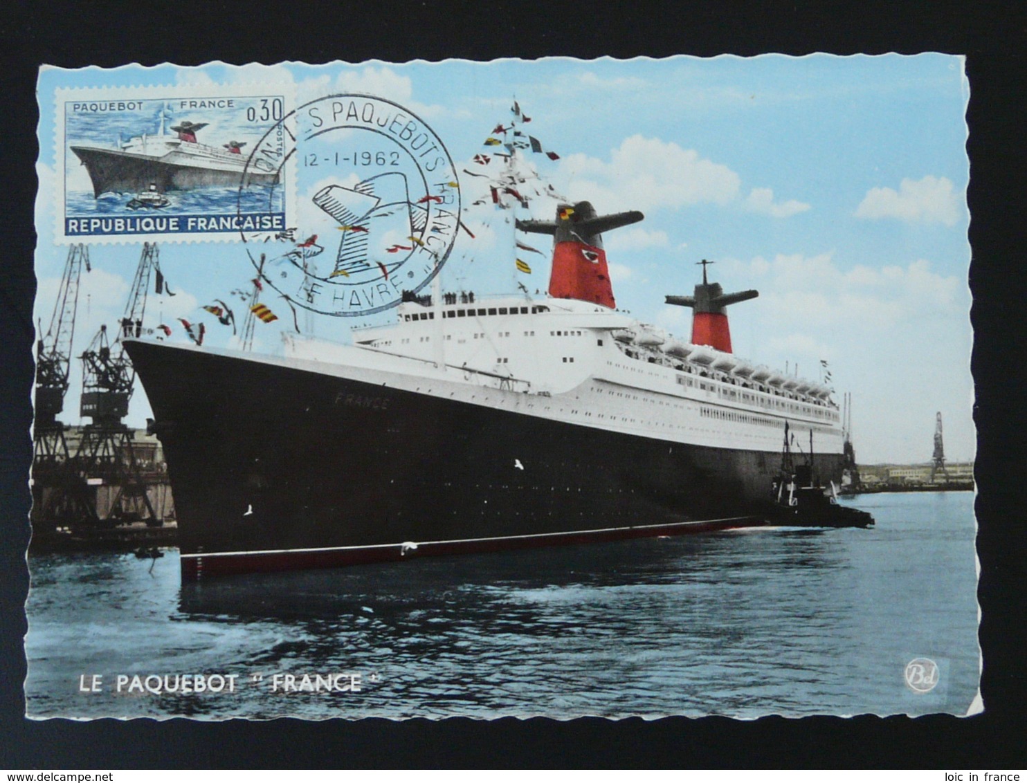 Carte Maximum Card Paquebot France Compagnie Generale Transatlantique Le Havre 1962 - Ships
