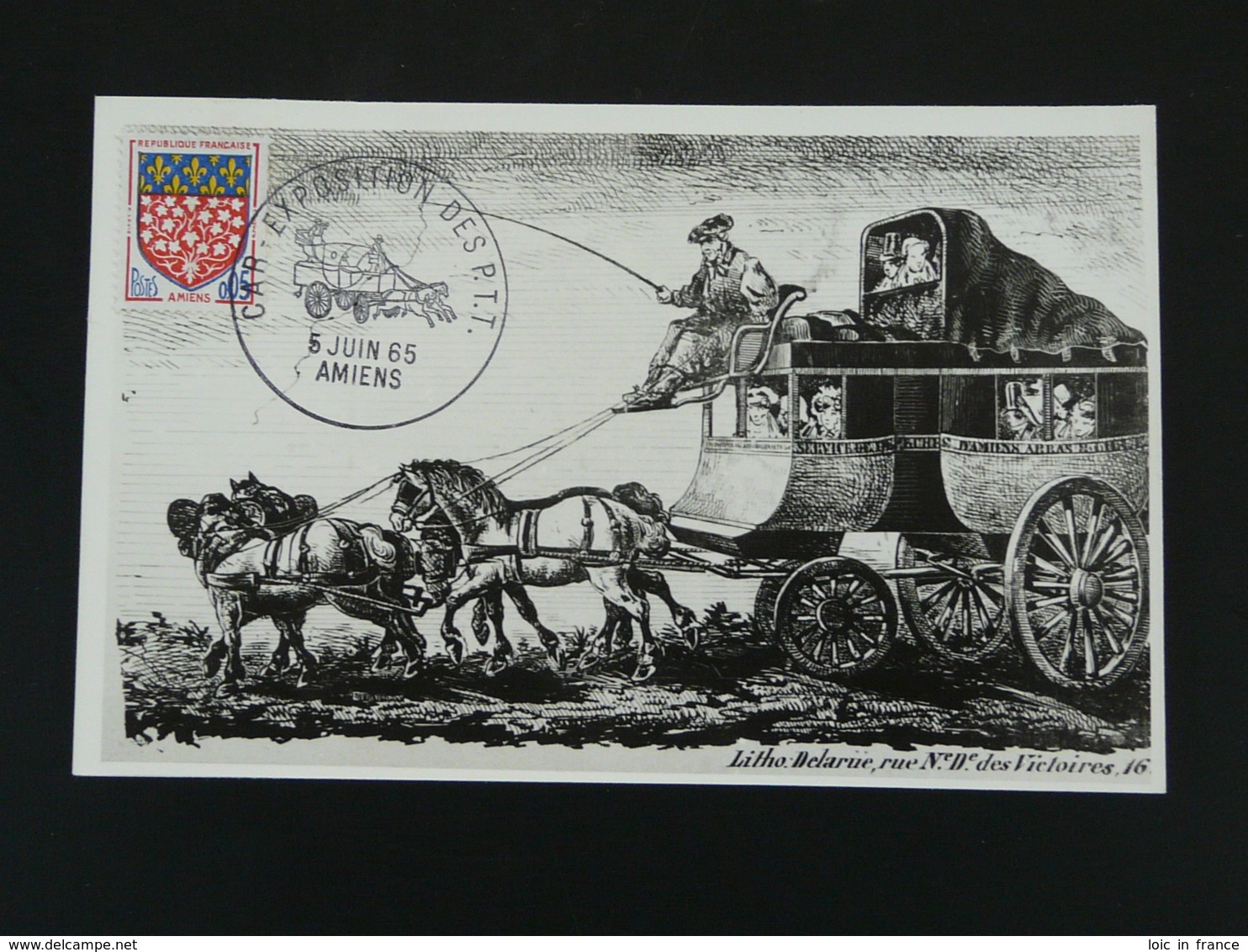 Carte Postcard Diligence Histoire Postale Postal History CAR Exposition PTT Amiens 80 Somme 1965 - Diligences