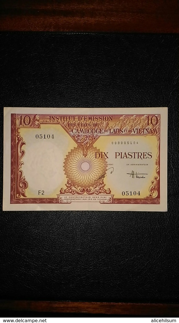 Billet De 10 Piastres Cambodge Laos Vietnam - Indochine