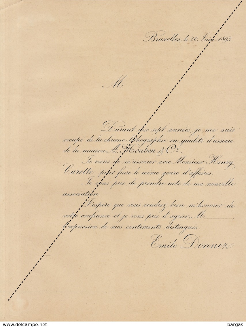 1893 Chromo Lithographie Imprimerie Houben Carette Donnez Transmission Et Association - 1800 – 1899