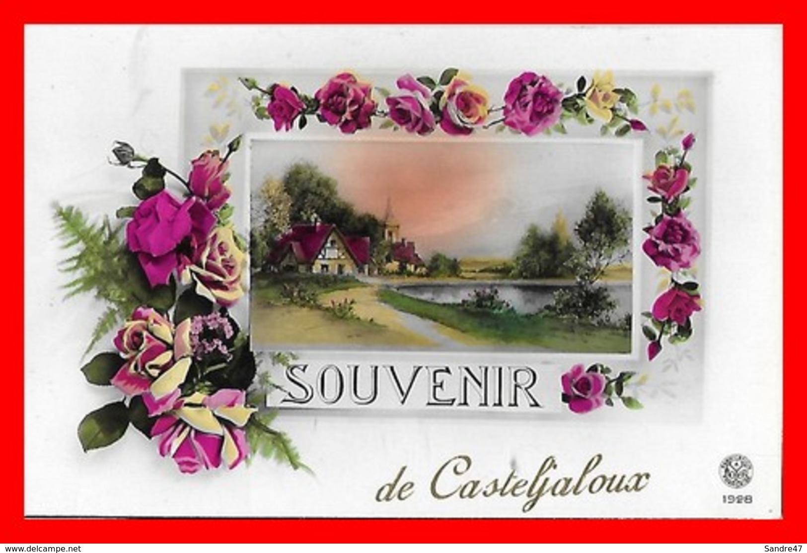 CPA (47) CASTELJALOUX.  Souvenir De Casteljaloux, Roses Et La Maison Du Lac...I0321 - Souvenir De...
