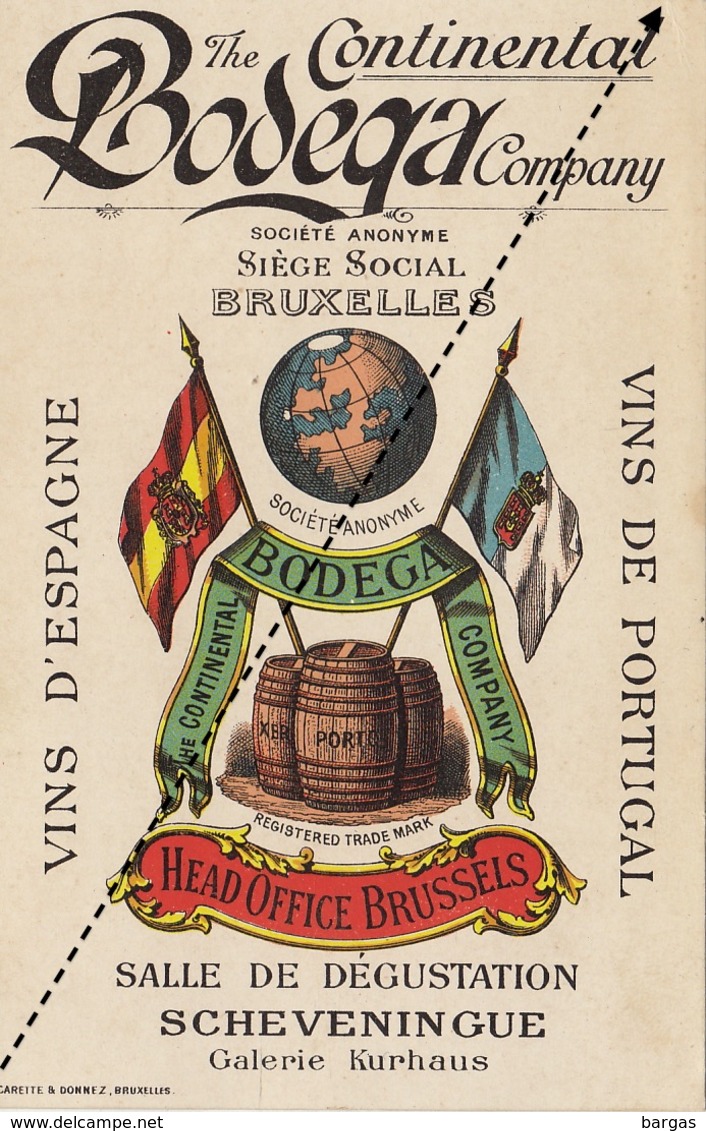 1893 Carte The Continental Bodega Company Bruxelles Vin D'espagne Et Du Portugal - 1800 – 1899