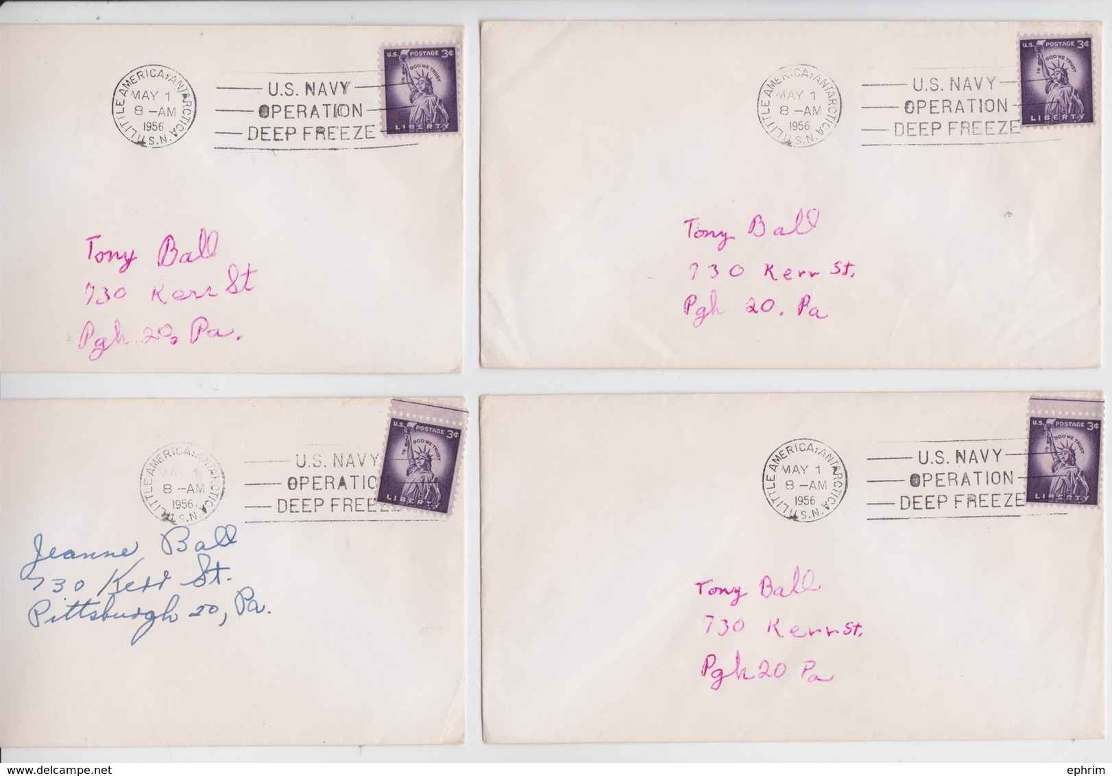 LITTLE AMERICA ANTARCTICA US NAVY OPERATION DEEP FREEZE LOT OF 4 MAIL COVERS LETTRE ANTARCTIQUE - Other & Unclassified