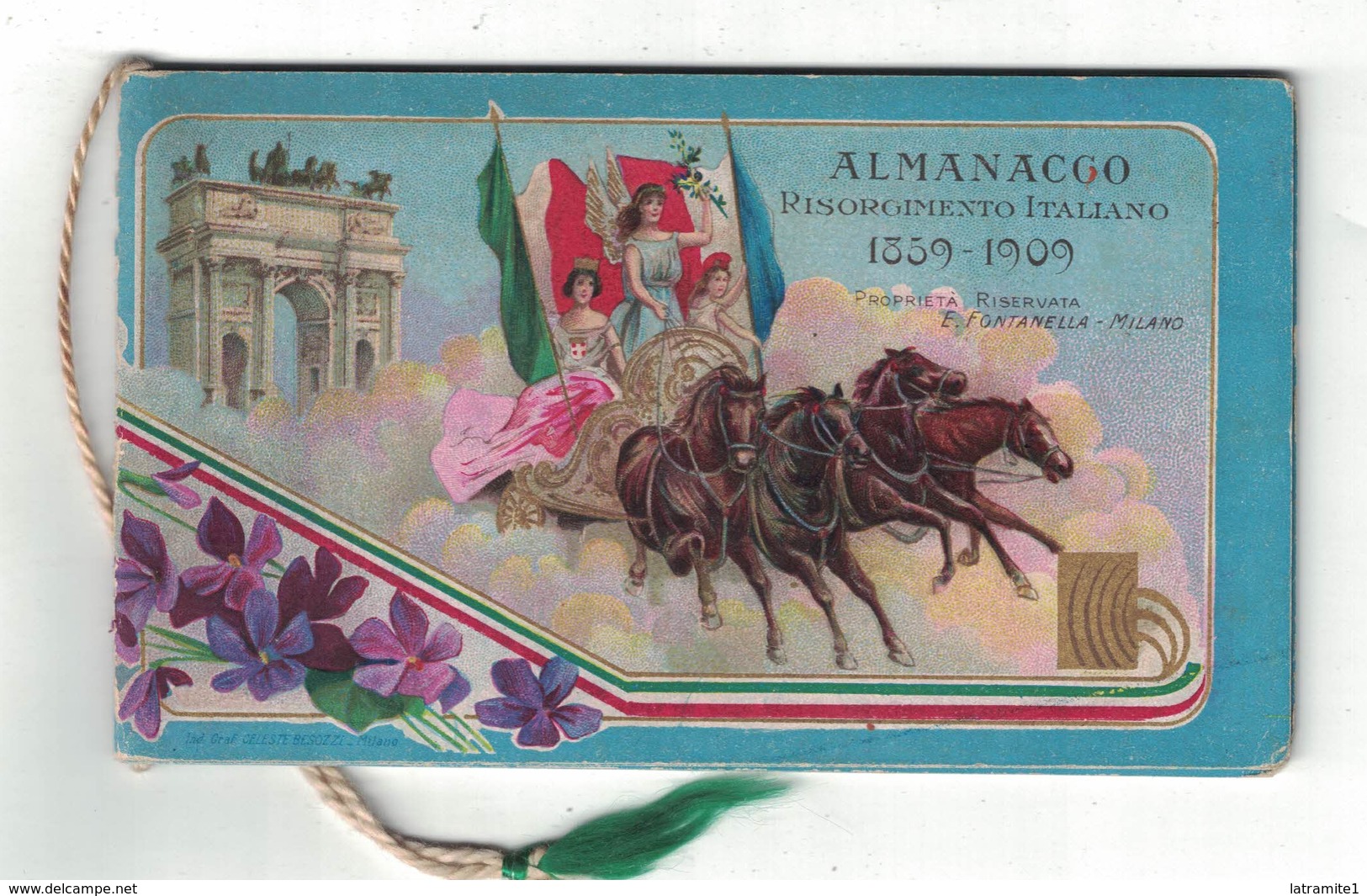 CALENDARIETTO ALMANACCO  FONTANELLA MILANO 1909 RISORGIMENTO ITALIANO - Altri & Non Classificati