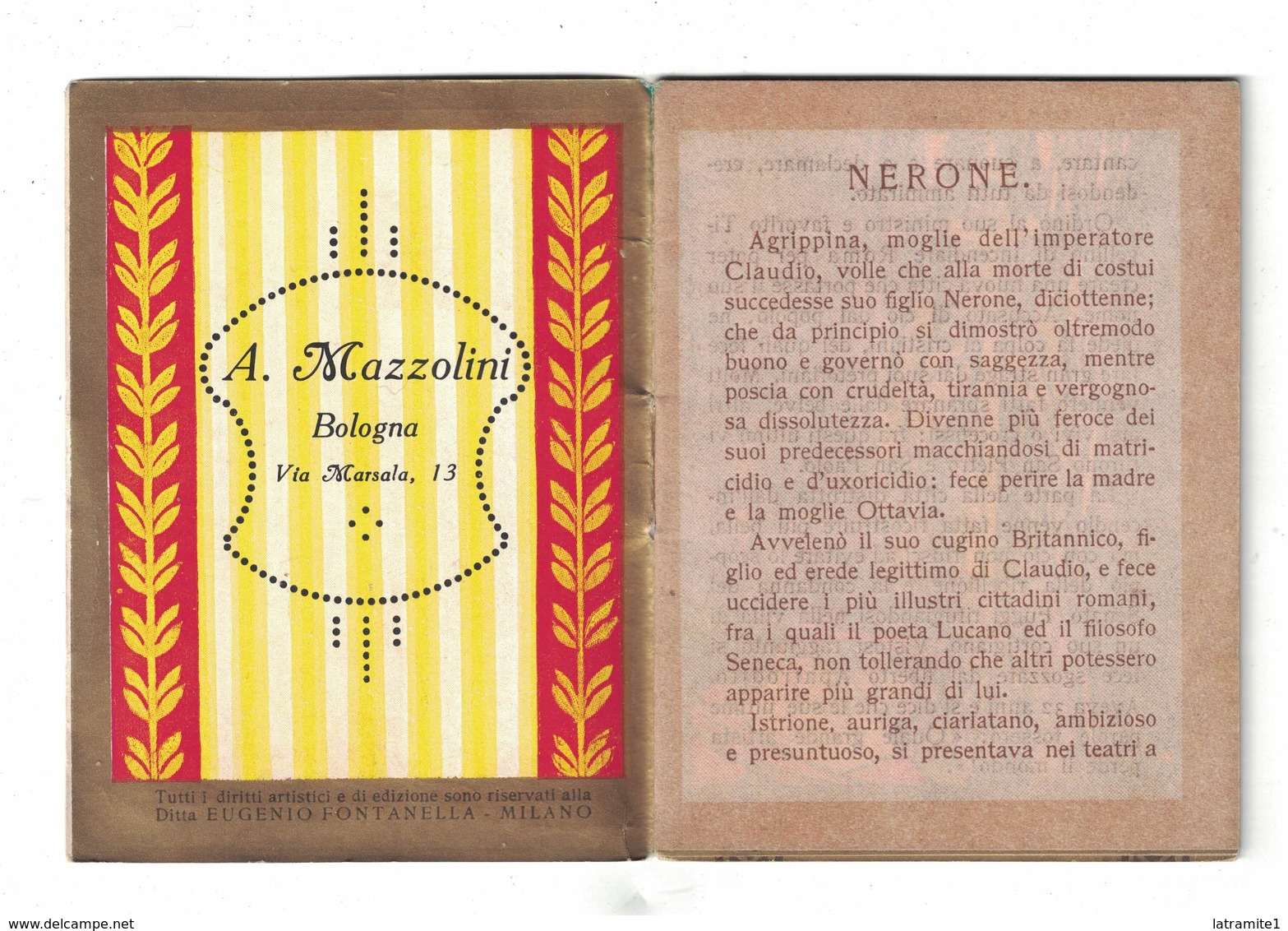 CALENDARIETTO ALMANACCO  FONTANELLA MILANO 1925  NERONE - Altri & Non Classificati