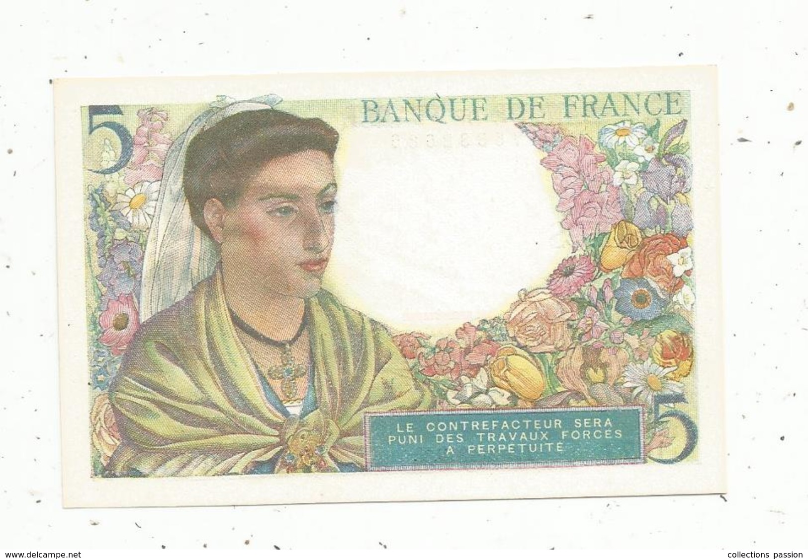 Billet , France ,5 ,cinq Francs ,Berger , 5-8-1943 , 2 Scans - 5 F 1943-1947 ''Berger''