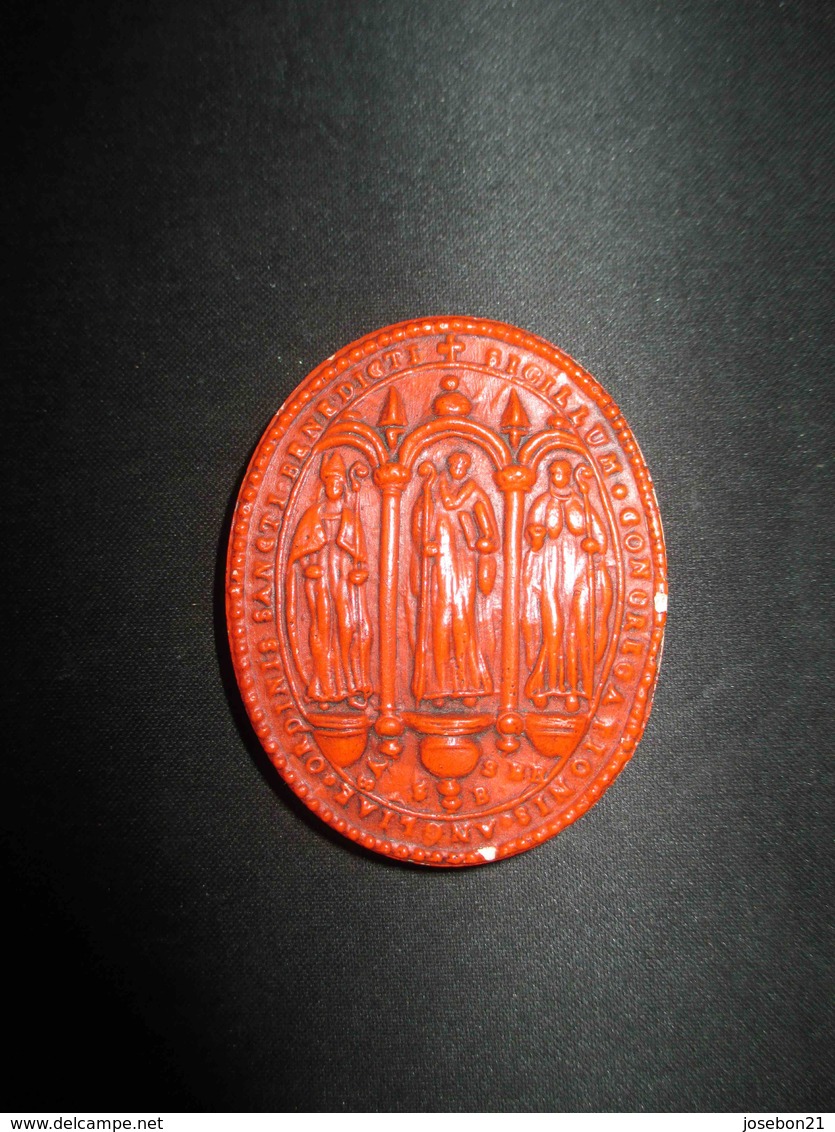 Reproduction Matrice De Sceau Médiéval En Plâtre Peint Congrégation Bénédictin - Seals