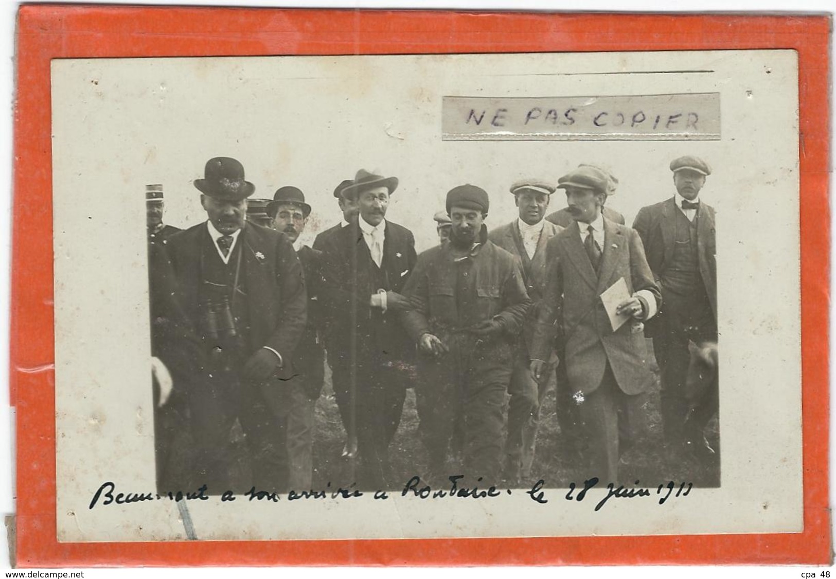 Roubaix : L'Aviateur BEAUMONT A Son Arrivée A Roubaix Le 28 Juin 1911... Document RARE (Carte-Photo)... - Airmen, Fliers