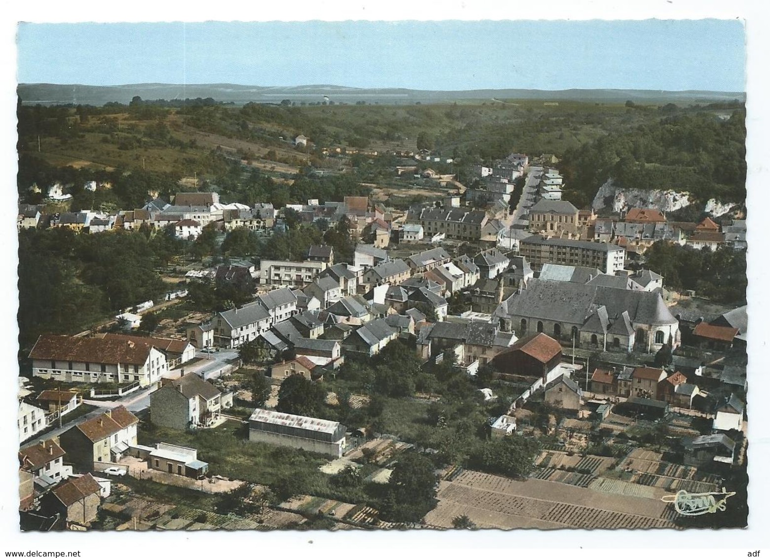 CPSM COLORISEE CHATEAU PORCIEN, VUE GENERALE AERIENNE, ARDENNES 08 - Chateau Porcien