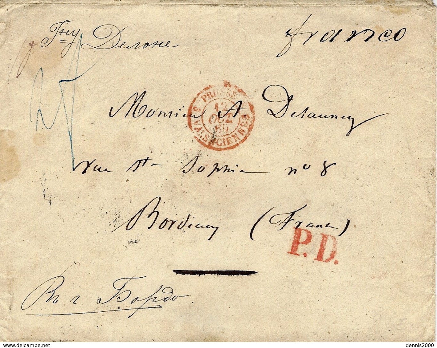 1860- Enveloppe From St Petersbourg To Bordeaux ( France ) P.D. +  Franco - Lettres & Documents