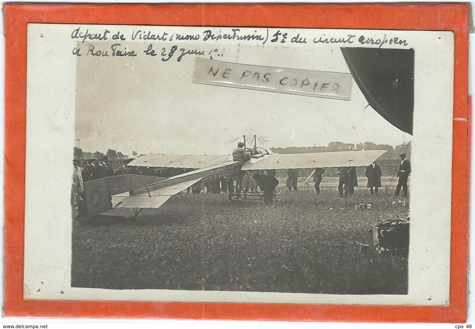 Roubaix : Départ De Vidart Sur Monoplan ? Le 29 Juin 1911...... Document RARE (Carte-Photo)... - Aviateurs