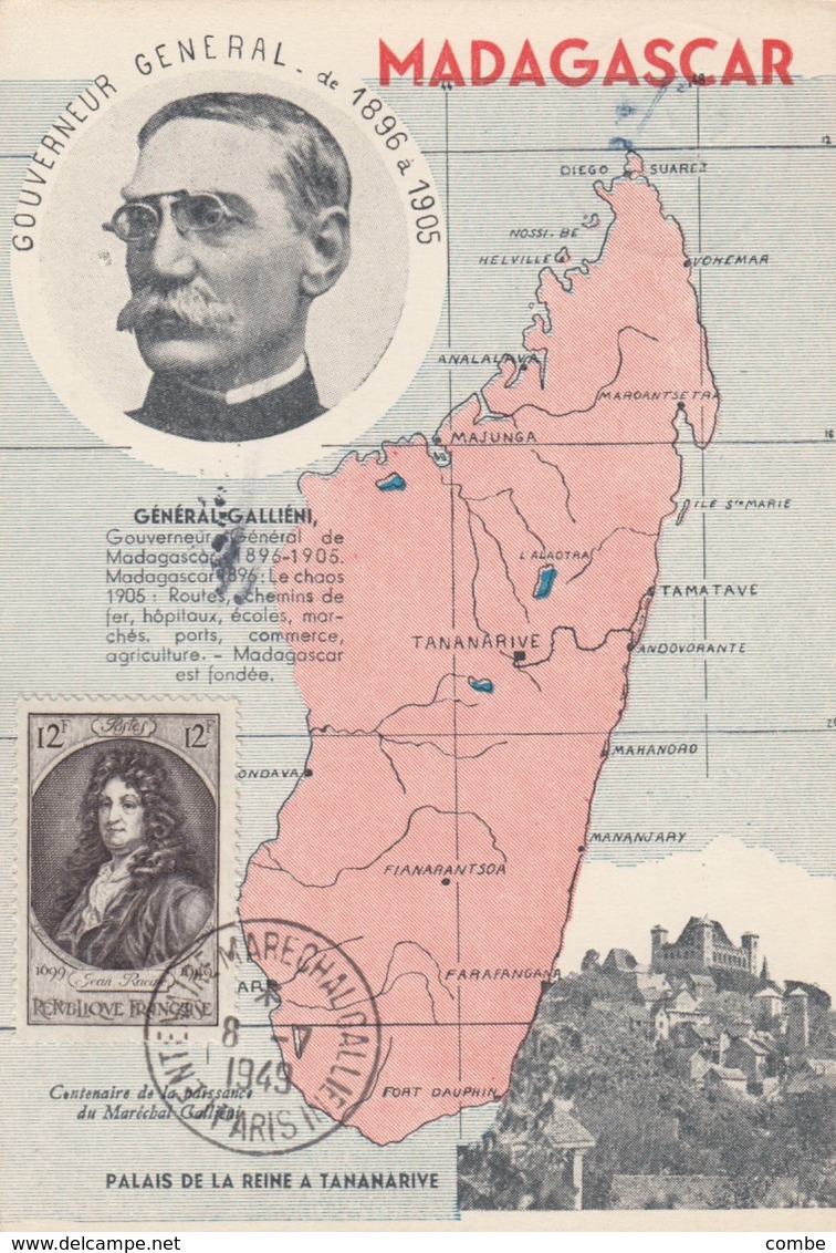 CARTE. GOUVERNEUR GENERAL GALLIENI A MADAGASCAR DE 1896 A 1905 . PALAIS DE LA REINE A TANANARIVE    /    3 - Personen