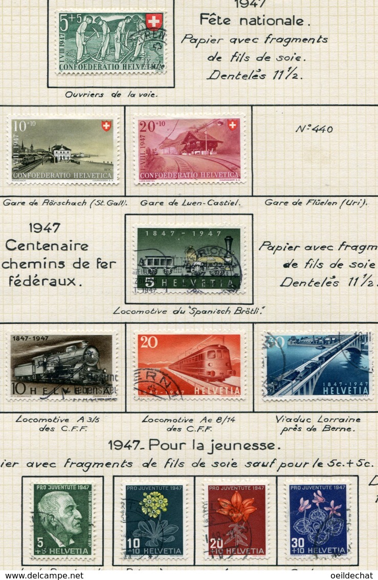 10660 SUISSE  Collection Vendue Par Page  °/ * Fête Nationale Et Pour La Jeunesse   1947  TB/TTB - Collections