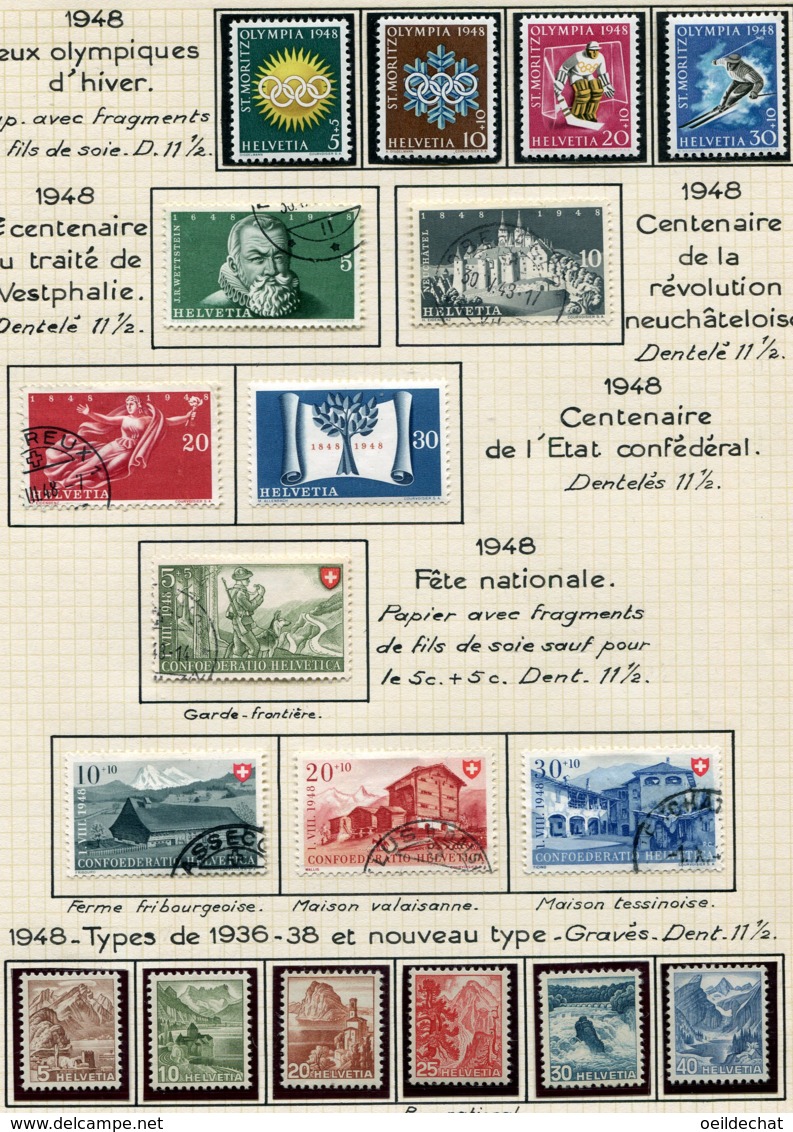 10661 SUISSE  Collection Vendue Par Page  °/ */**    1948  TB/TTB - Collections