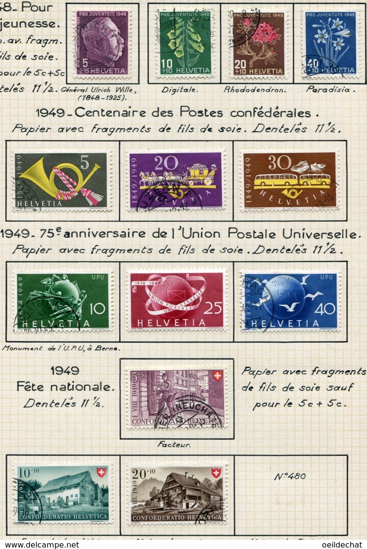 10662 SUISSE  Collection Vendue Par Page  °/*Pour La Jeunesse, U.P.U, Fête Nationale    1948-49  TB/TTB - Collections