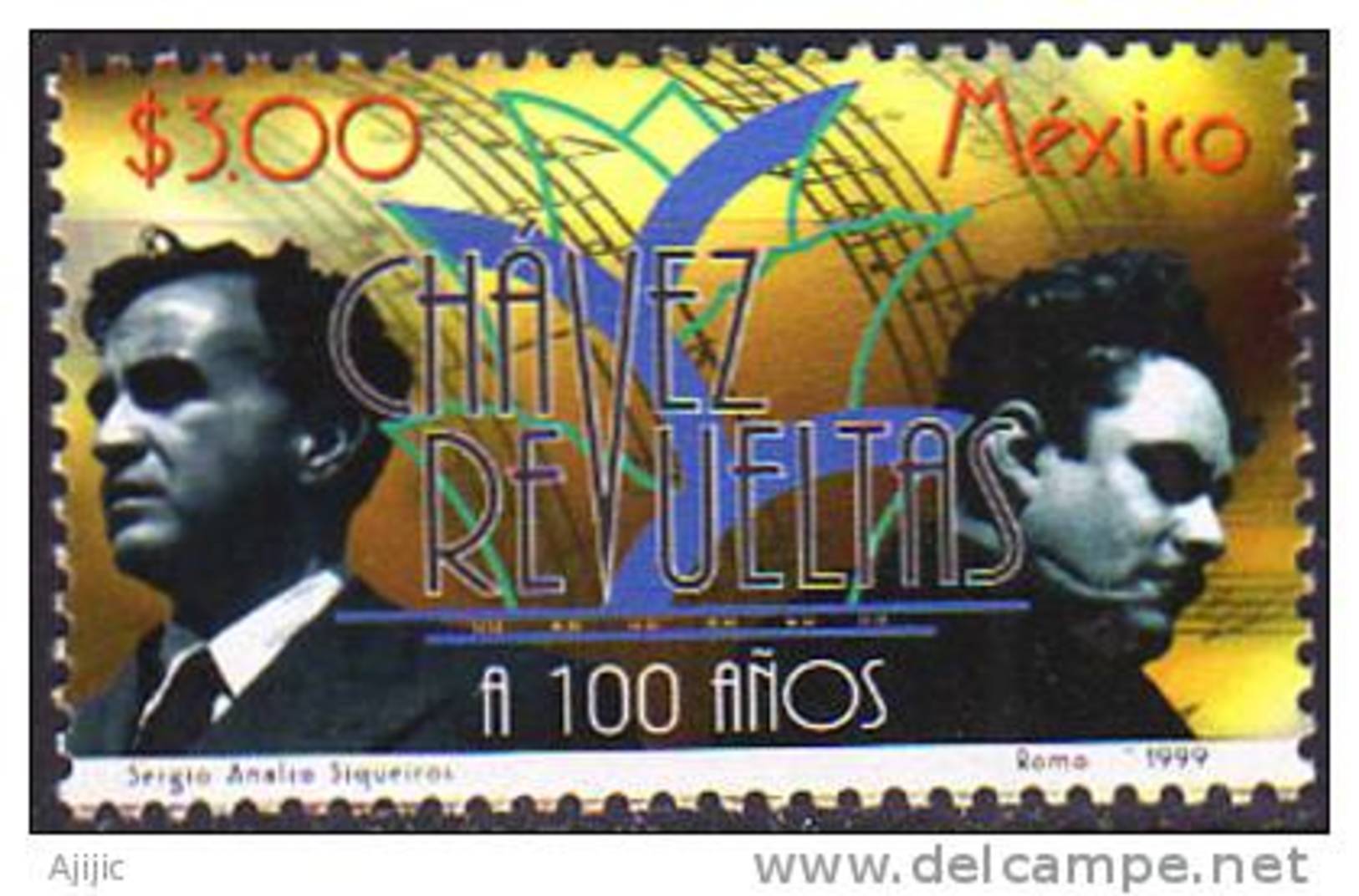Mexique. Compositeurs Mexicain Carlos Chavez & Silvestre Revueltas.  1 T-p Neuf ** - México