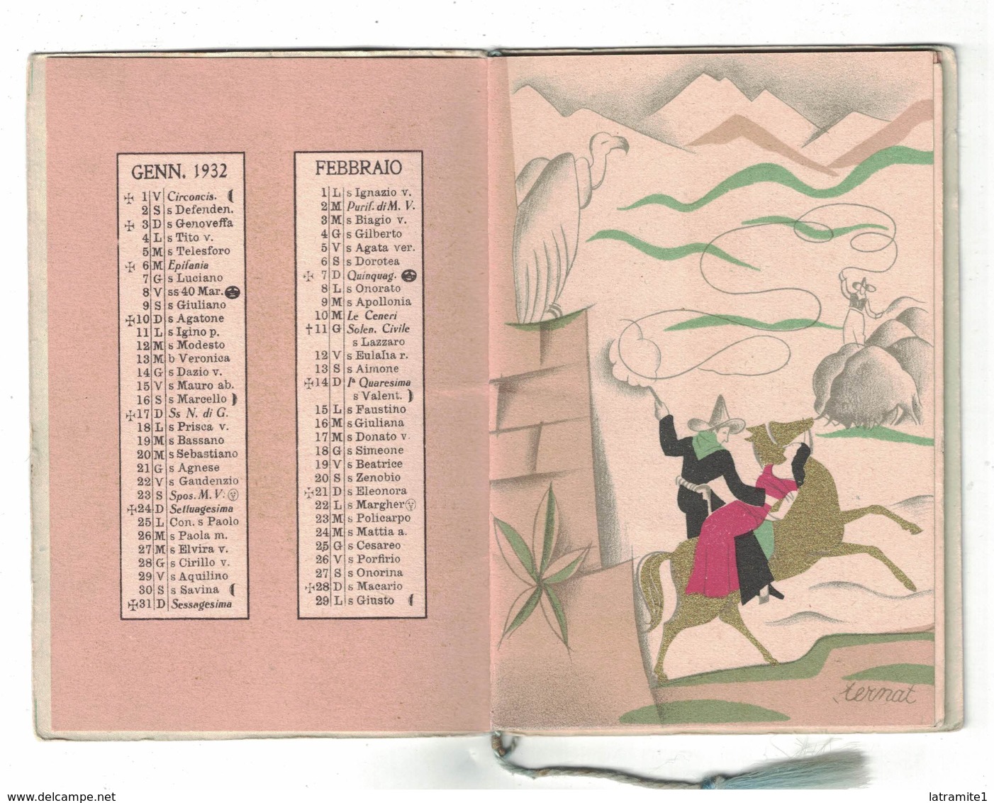 CALENDARIETTO ALMANACCO  1932  PIVER  A L'AVENTURE - Altri & Non Classificati