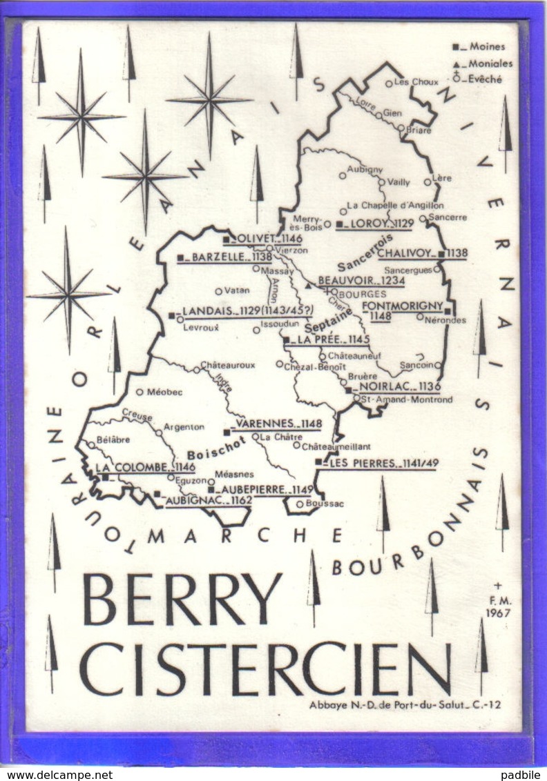 Carte Postale Géographique  Région  Le Berry    Très Beau Plan - Landkarten