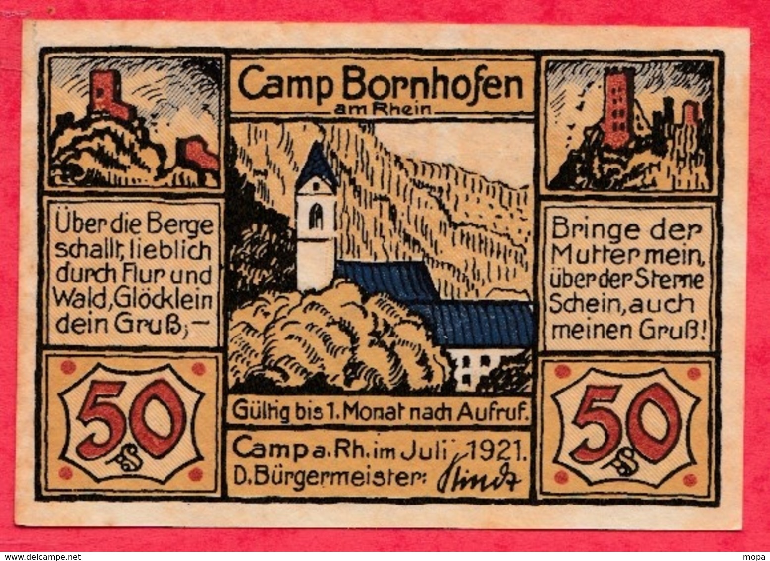 Allemagne 1 Notgeld De 50 Pfenning Stadt Camp Borhofen (RARE) Dans L 'état  N °2888 - Verzamelingen