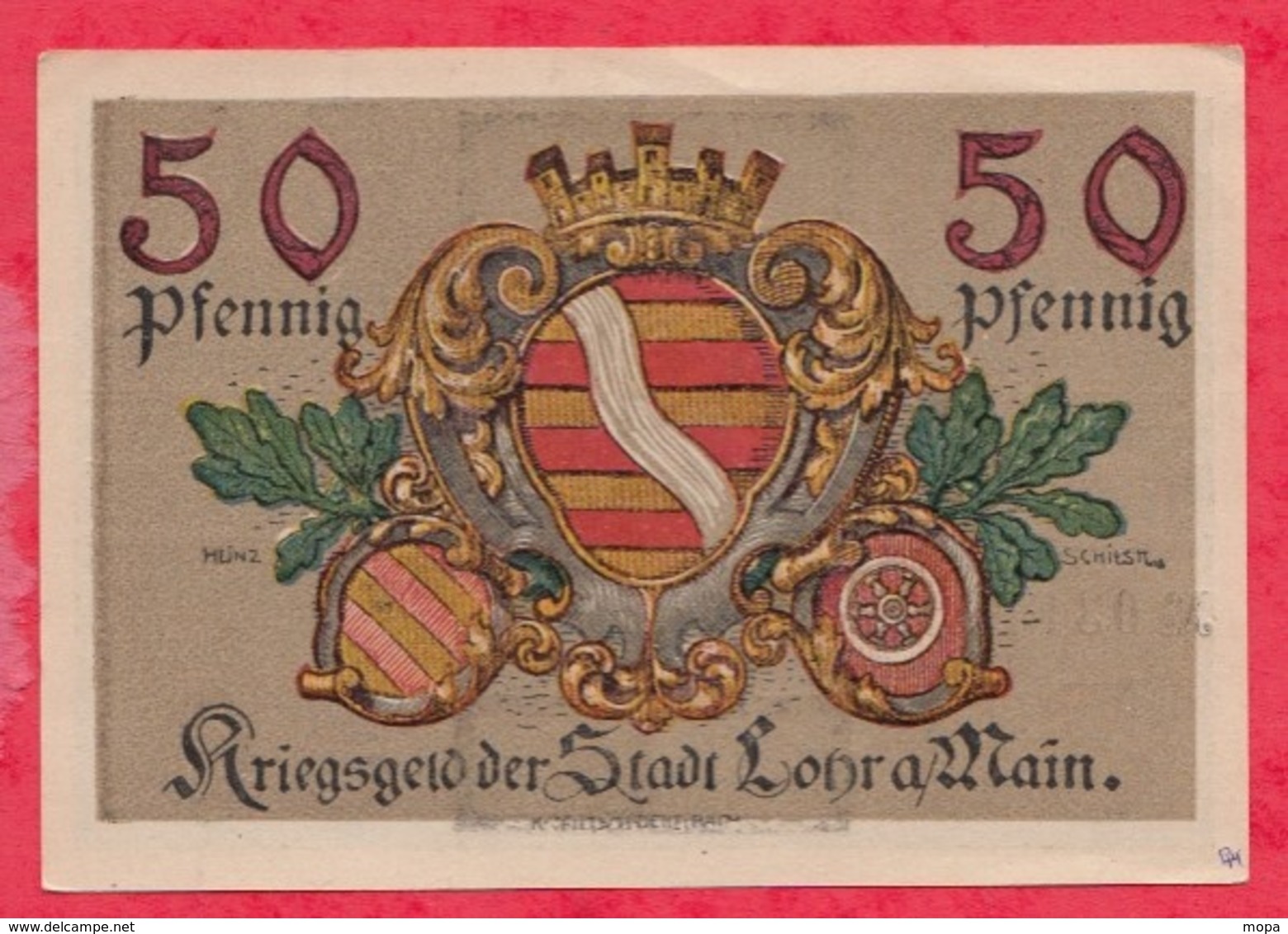 Allemagne 1 Notgeld De 50 Pfenning Stadt Camp Lohr A Main (RARE) Dans L 'état  N °2889 - Collections