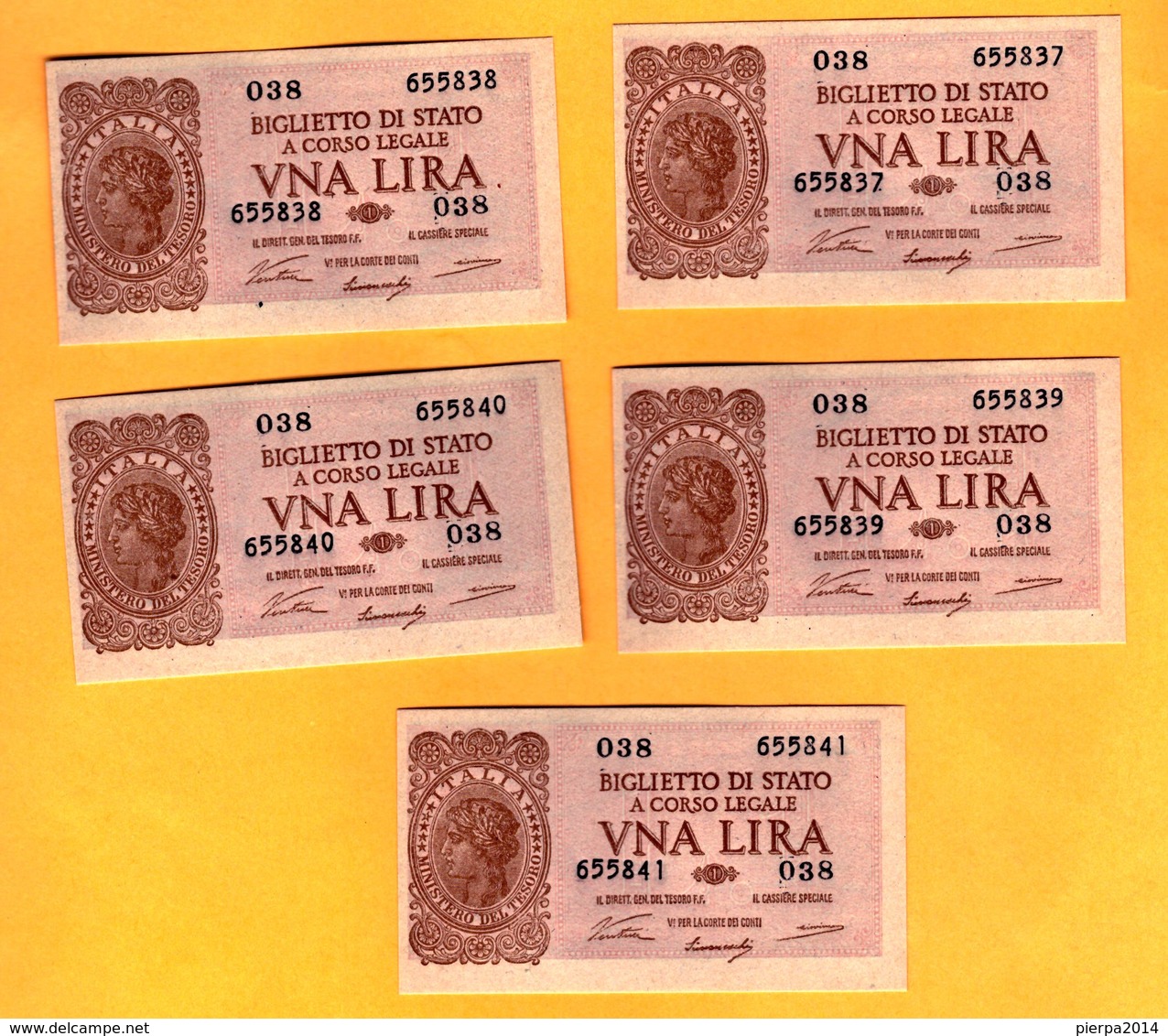 1 LIRA - ITALIA LAUREATA - NUM. CONSECUTIVA - DECR. 23 - 11 - 1944 - FDS - Italië – 1 Lira