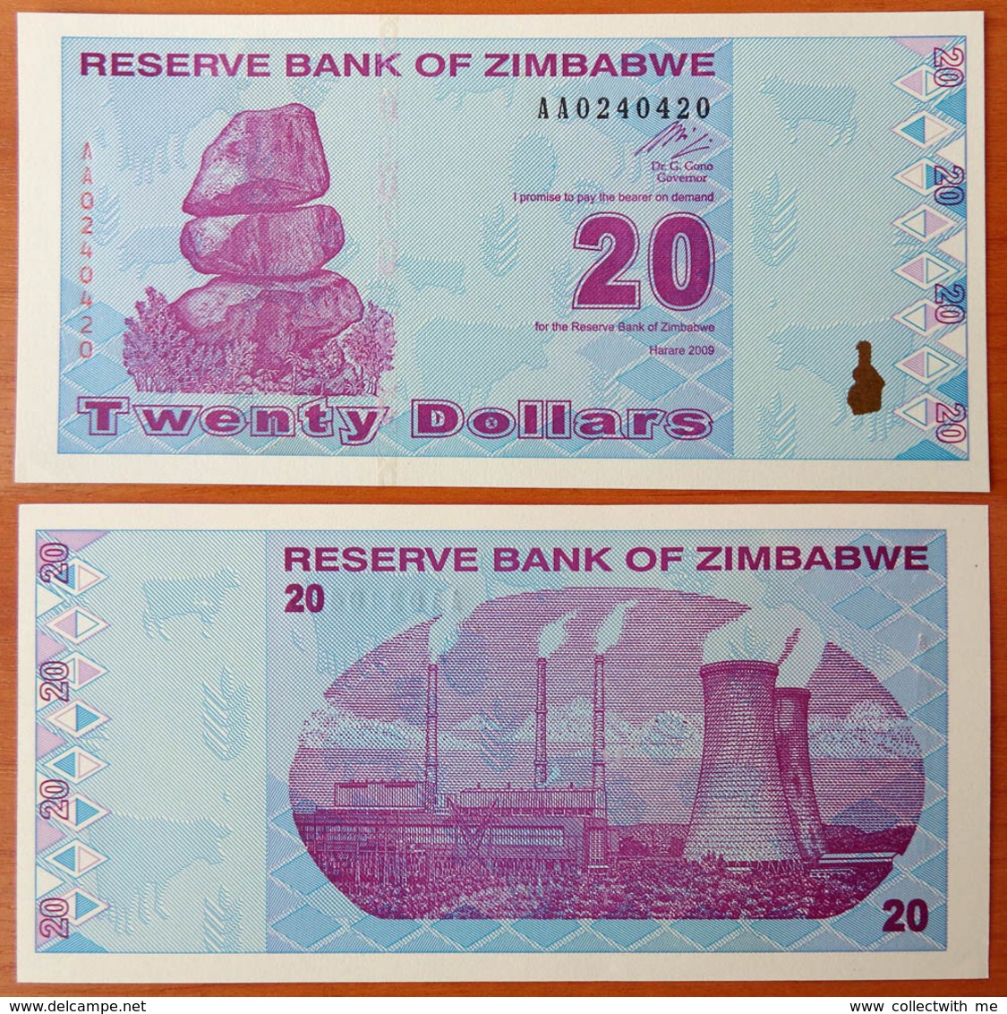 Zimbabwe 20 Dollars 2009 UNC Radar 0240420 - Zimbabwe