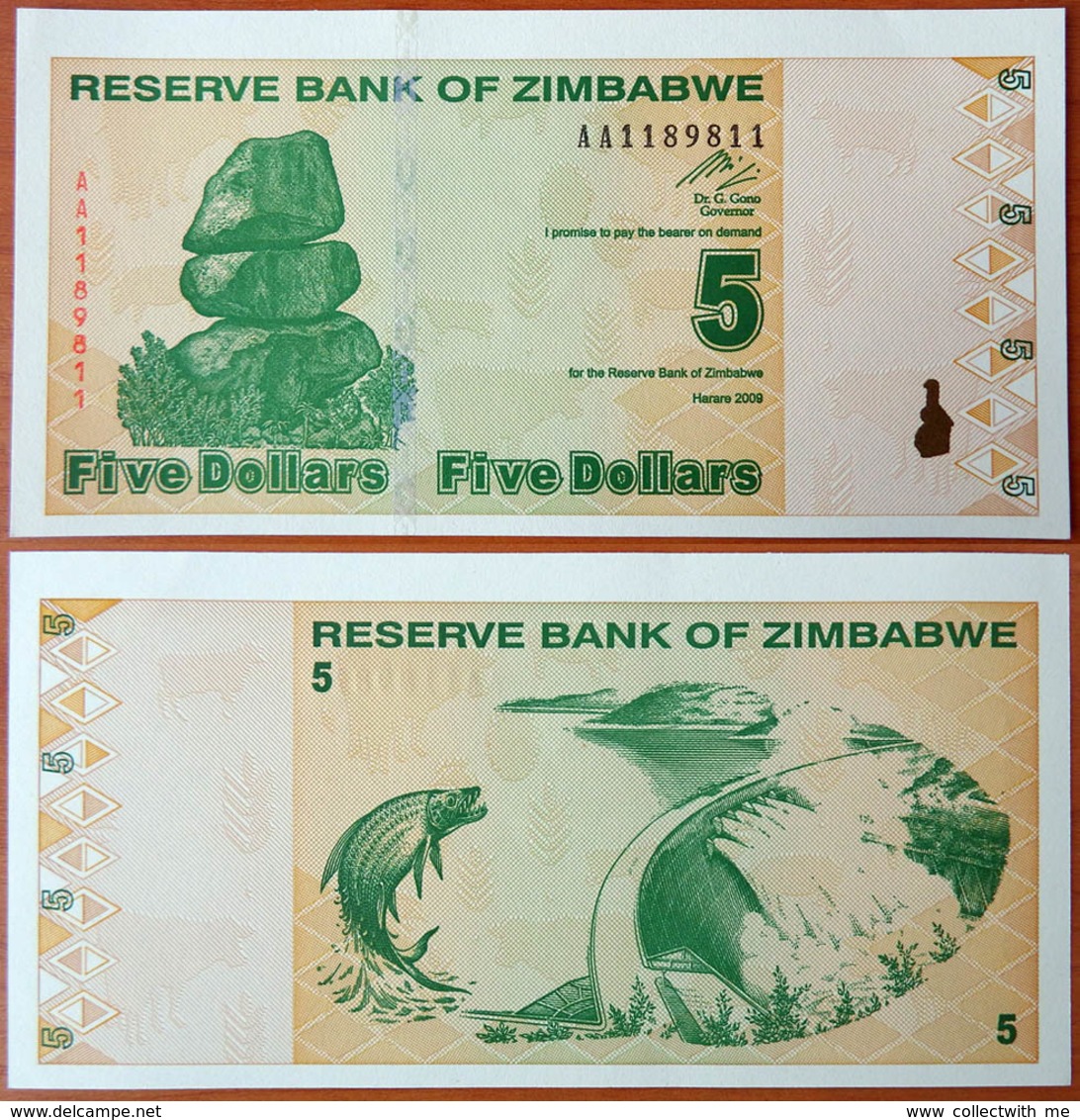 Zimbabwe 5 Dollars 2009 UNC Radar 1189811 - Zimbabwe