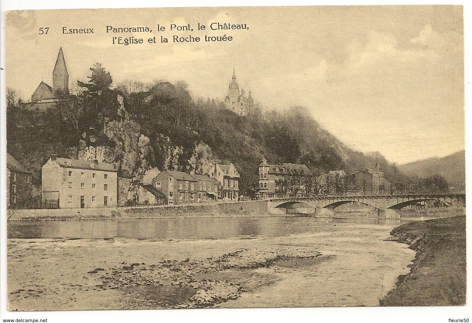 ESNEUX  Panorama, Le Pont, Le Château, L'Eglise Et La Roche Trouée. - Esneux