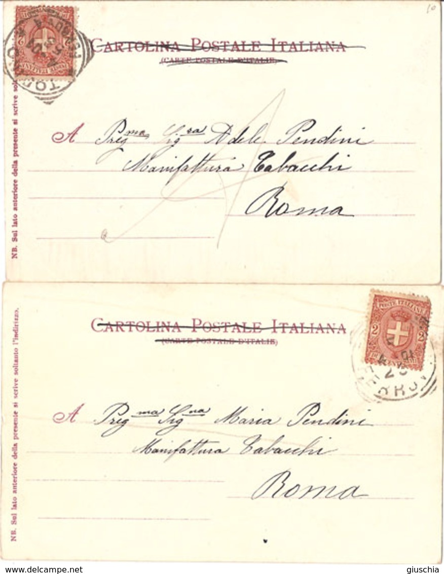 (C).Moncalieri(TO).Lotto 2 Antiche Cartoline.F.to Piccolo.Viaggiate Nel 1901 (c18) - Moncalieri