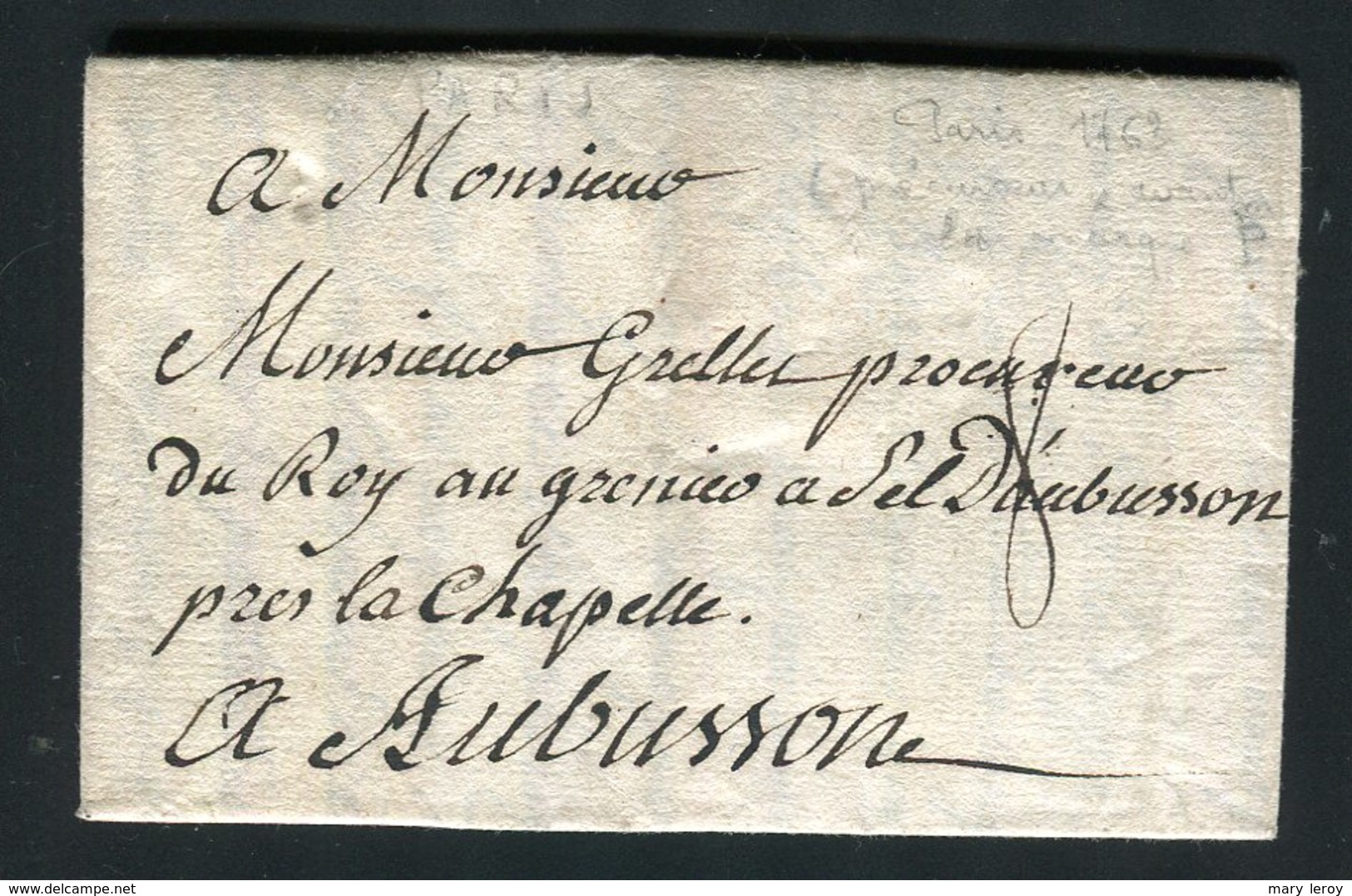 Belle Lettre De Paris Pour Aubusson ( 1763 ) - 1701-1800: Précurseurs XVIII