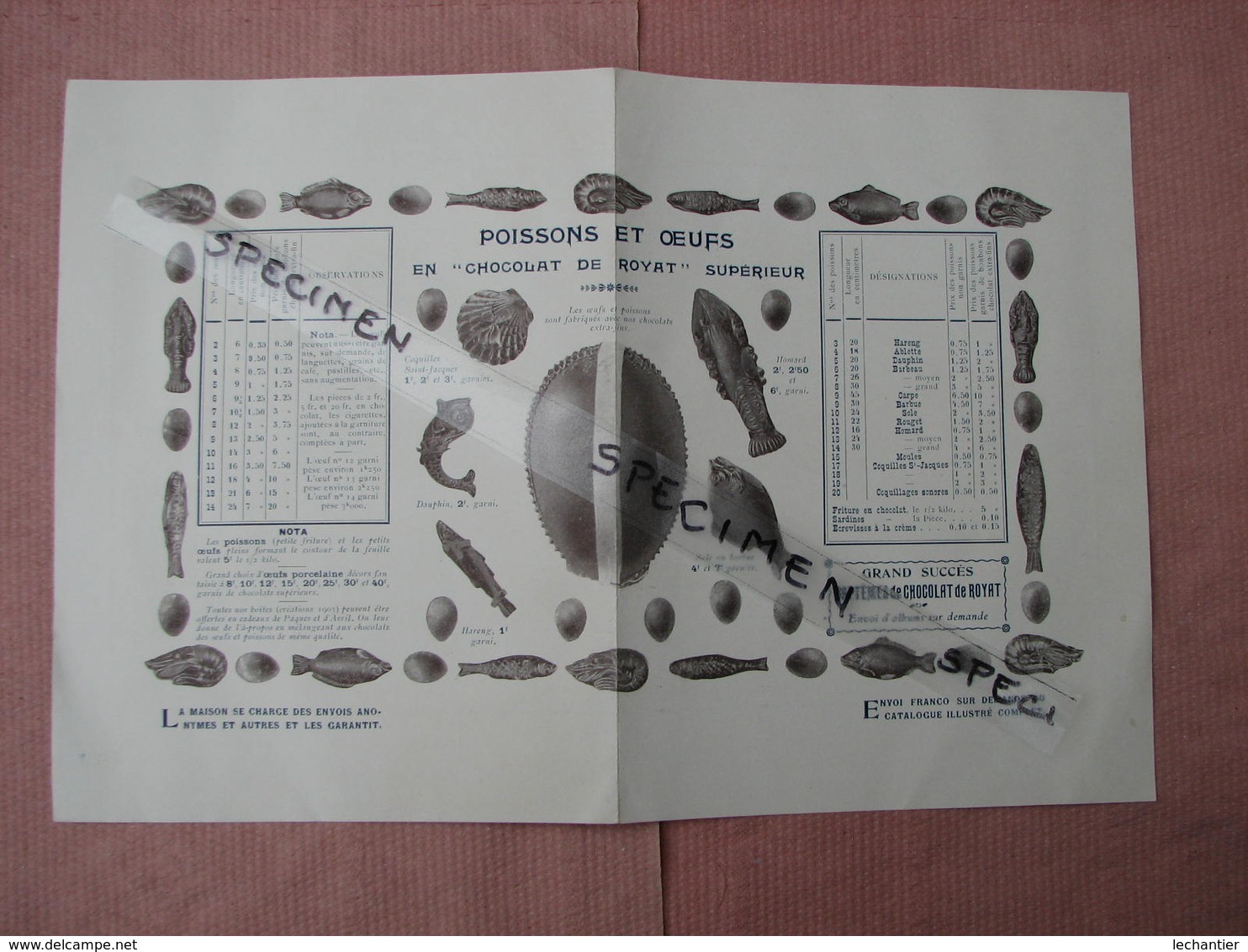 Chocolat De Royat  1903 Superbe Catalogue Etrennes Clichés Couleur + Doc Cadeaux De Paques TBE - Schokolade