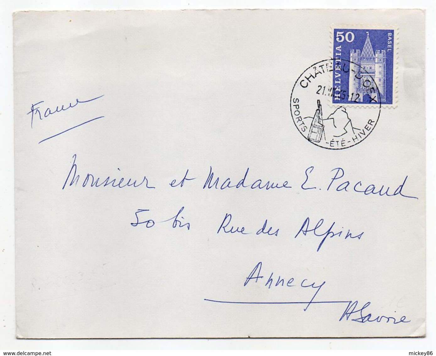 Suisse--1965-Lettre De CHATEAU D'OEX Pour ANNECY-74 (France)--beau Cachet--timbre  Bâle - Brieven En Documenten